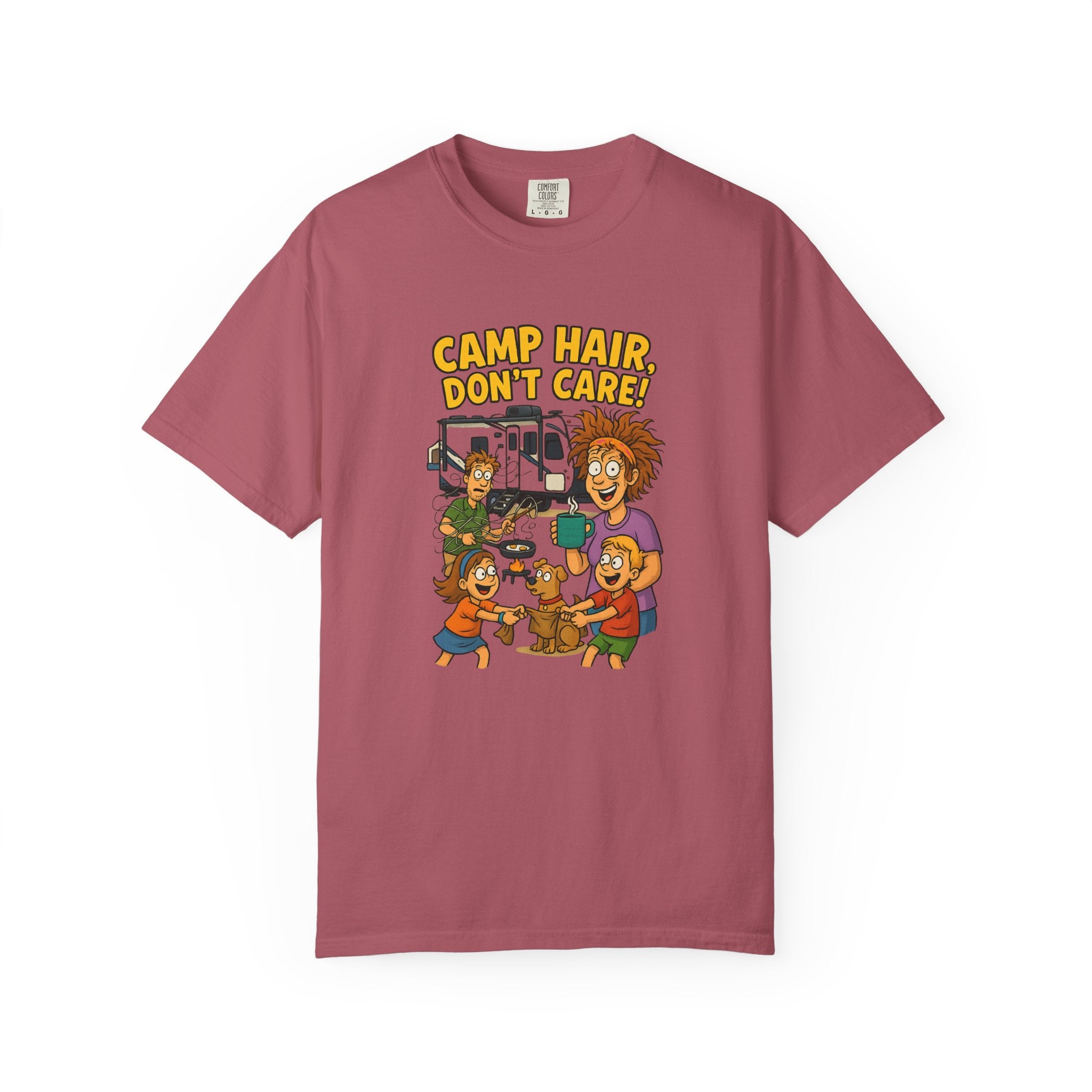 Camp Hair Don't Care T-Shirt, Unisex Garment-Dyed Tee, Camping Apparel, Funny Summer Shirt, Outdoor Lovers Gift, Vacation Essential