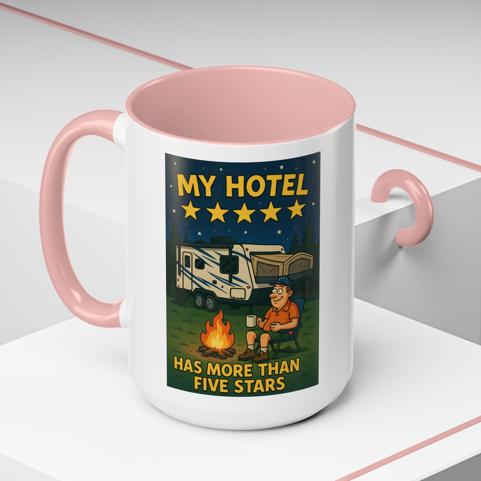 Camping-Themed Accent Coffee Mug | Perfect for RV Lovers, Campers, Travelers, Cozy Nights, Outdoor Adventures, Unique Gift Ideas