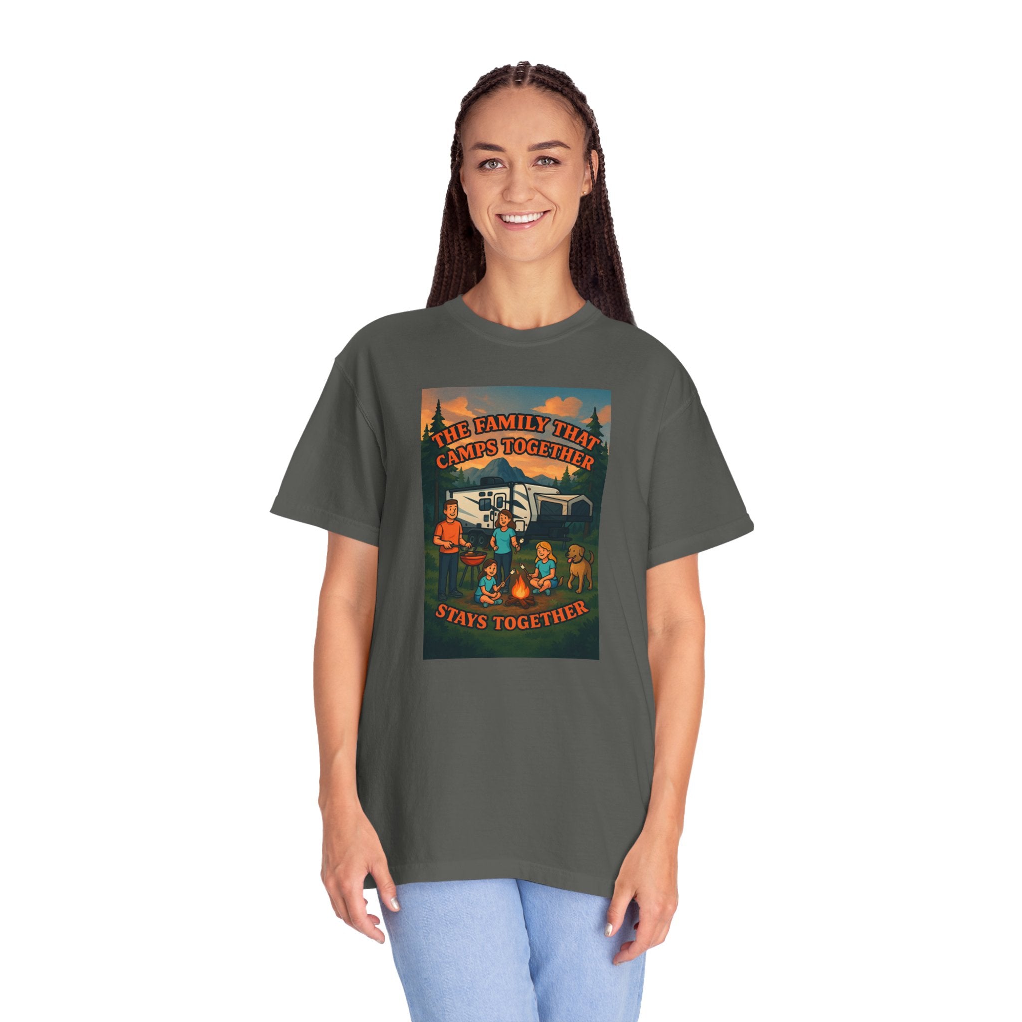 Family Camping T-shirt, Casual Outdoor Tee, Perfect for Family Gatherings, Summer Camp, Gift for Outdoor Lovers, Relaxed Fit Tee