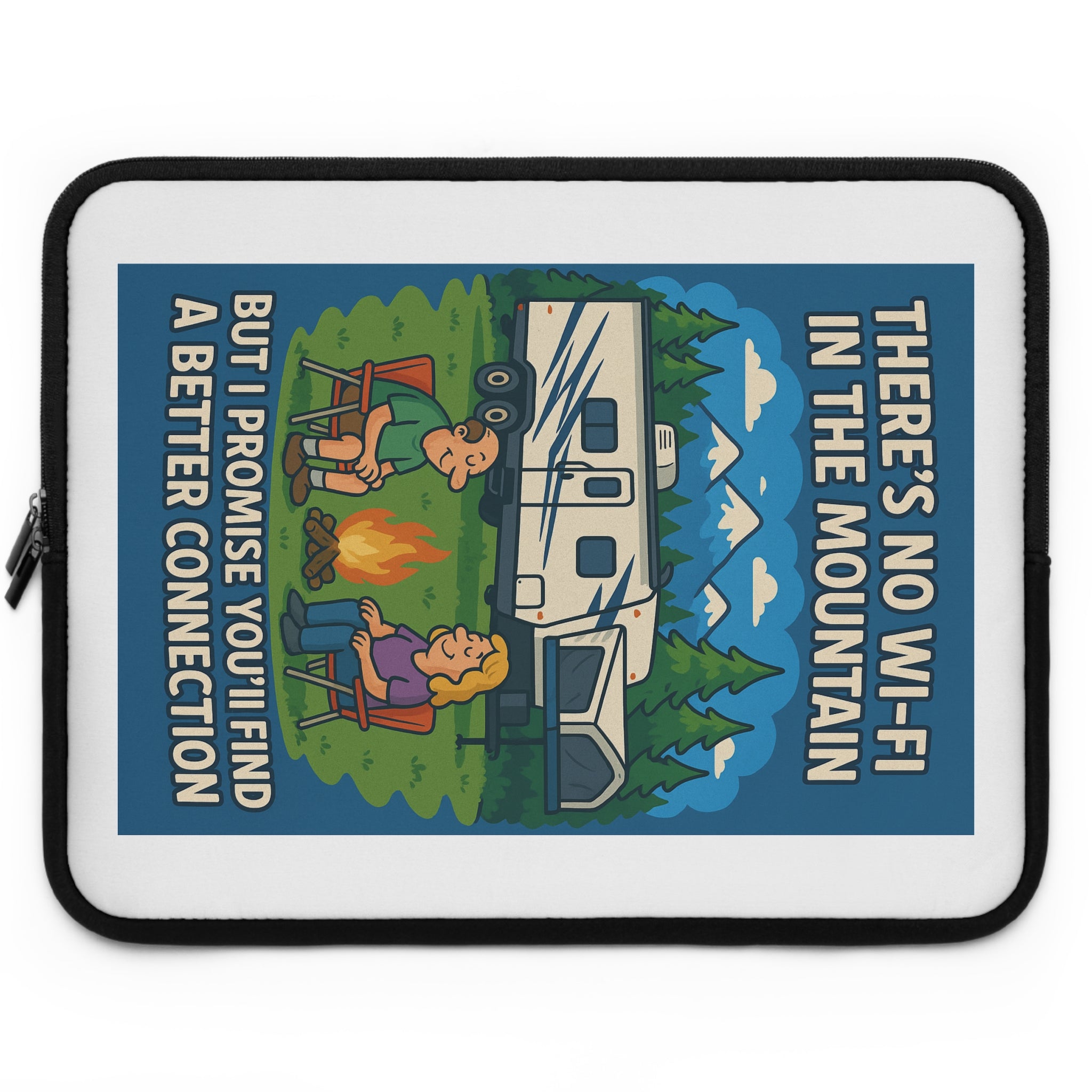 Camping-Themed Laptop Sleeve, Outdoor Adventure Tech Case, No Wi-Fi Fun, Gifts for Travelers, Co-worker Appreciation