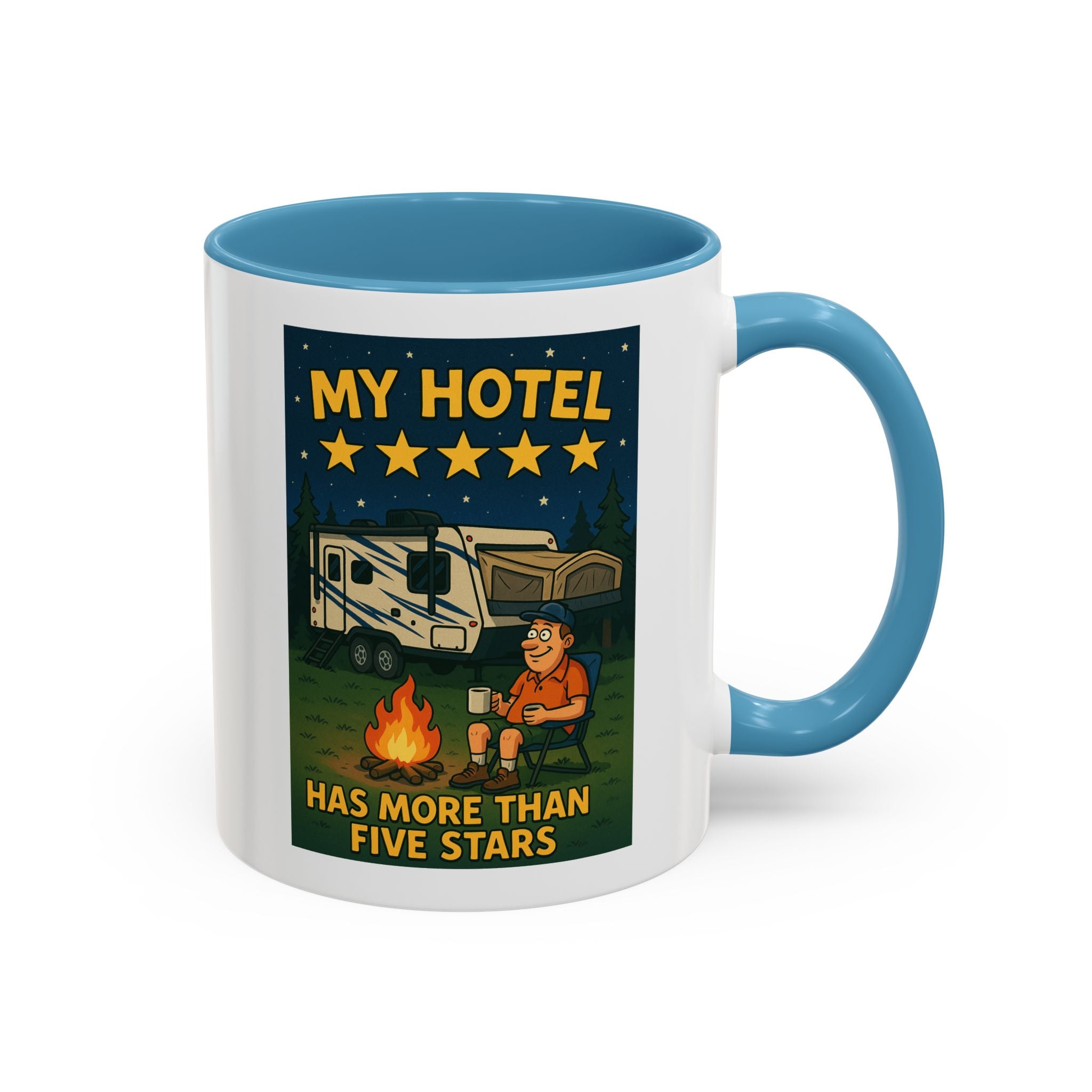 Camping-Themed Accent Coffee Mug | Perfect for RV Lovers, Campers, Travelers, Cozy Nights, Outdoor Adventures, Unique Gift Ideas