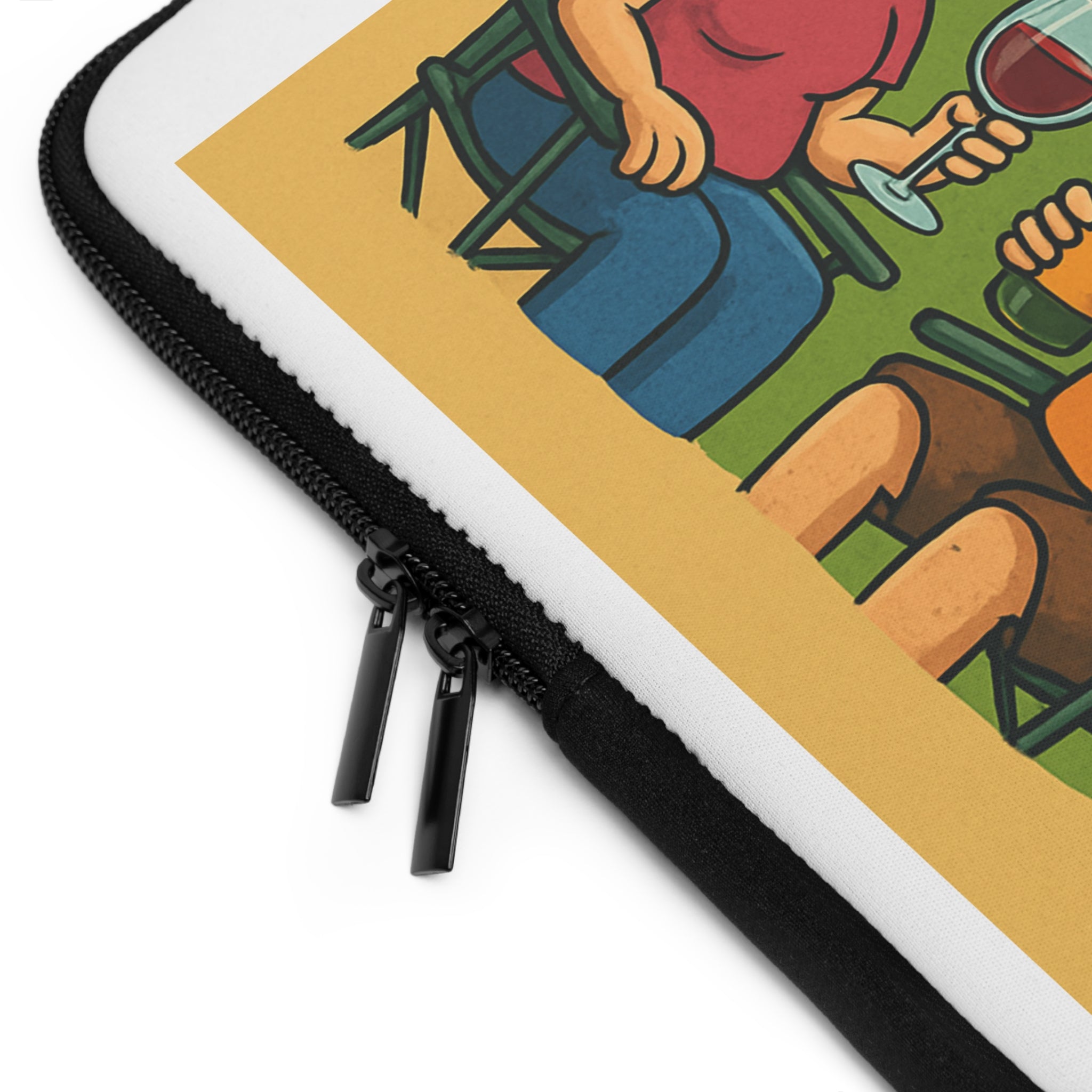 Camping-Themed Laptop Sleeve, Life is Fine with Camping and Wine, Travel Accessory, Gift for Campers, Eco-Friendly Tech Case