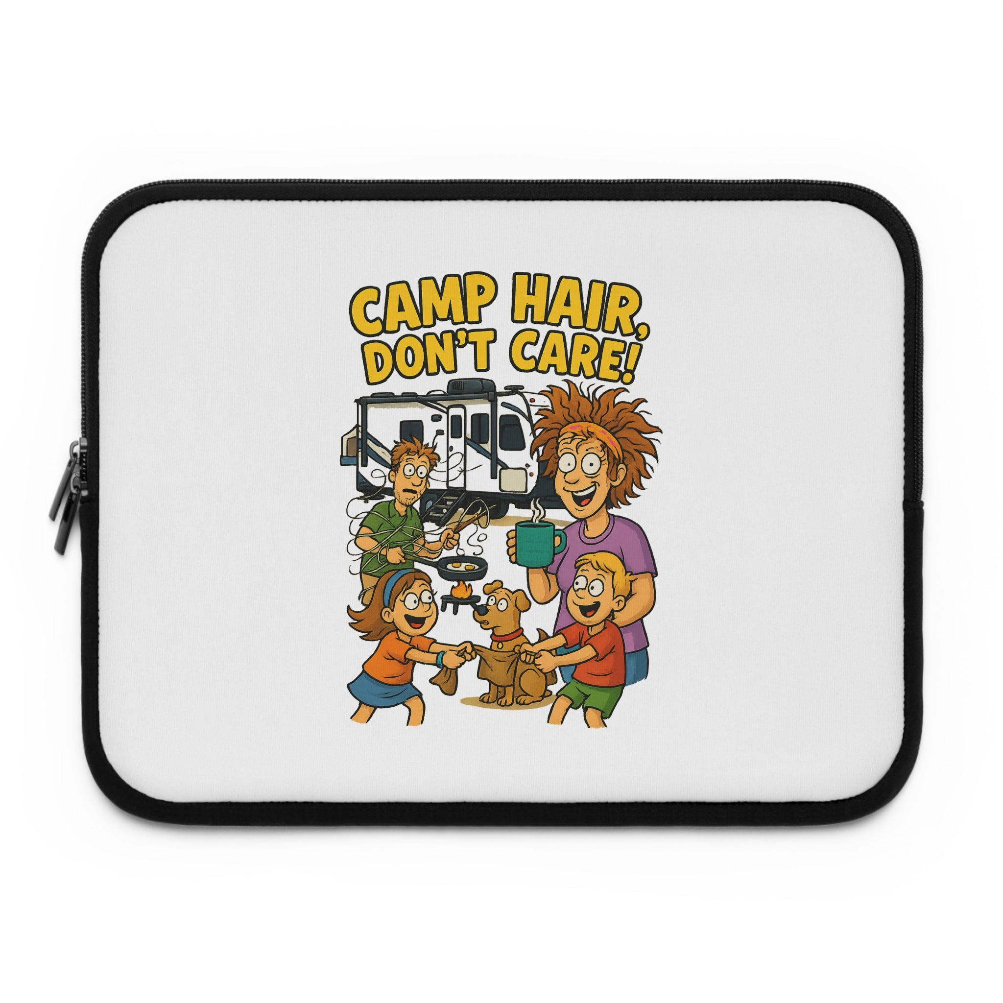 Laptop Sleeve, Camp Hair Don't Care Design, Cute Animal Lover Gift, Summer Camp Accessory, Travel Electronics Organizer