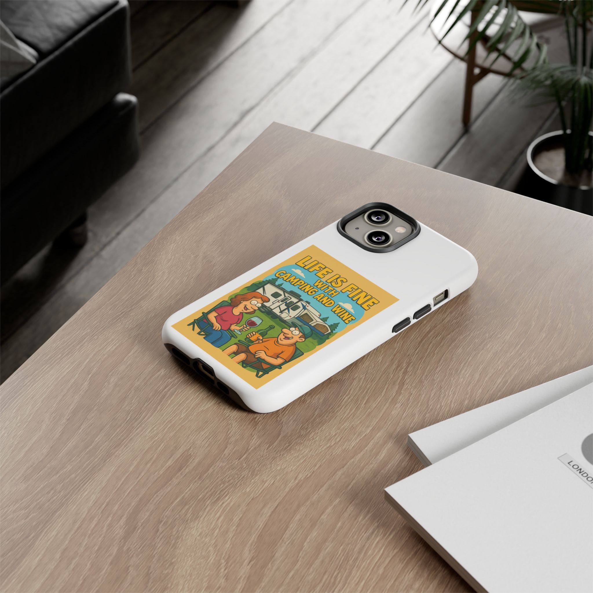 Camping & Wine Phone Case, Outdoor Adventure Accessory, Fun Gift for Campers, Summer Travel Essential, RV Lover Present