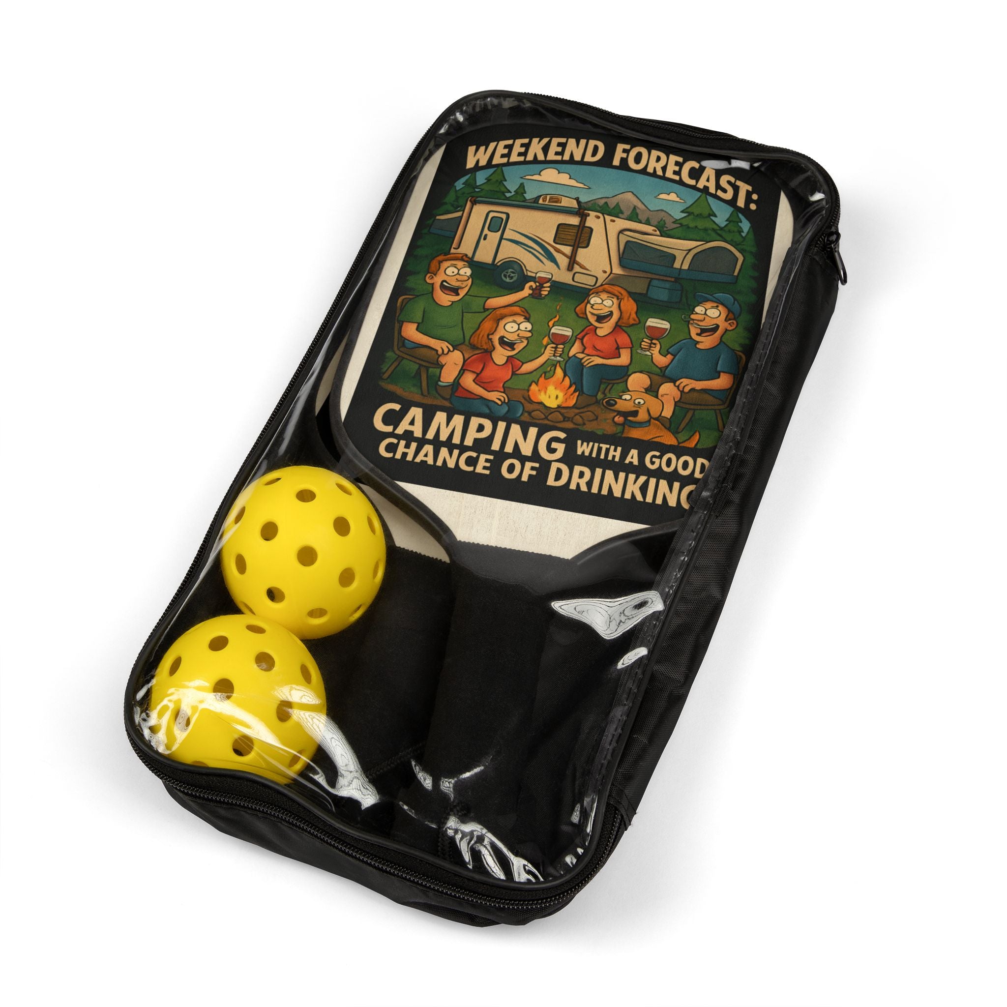 Playful Pickleball Paddle Set: Weekend Forecast Camping Vibe, Fun Outdoor Game Gift, Sports Lovers, Adventure, Picnic, Family Gatherings
