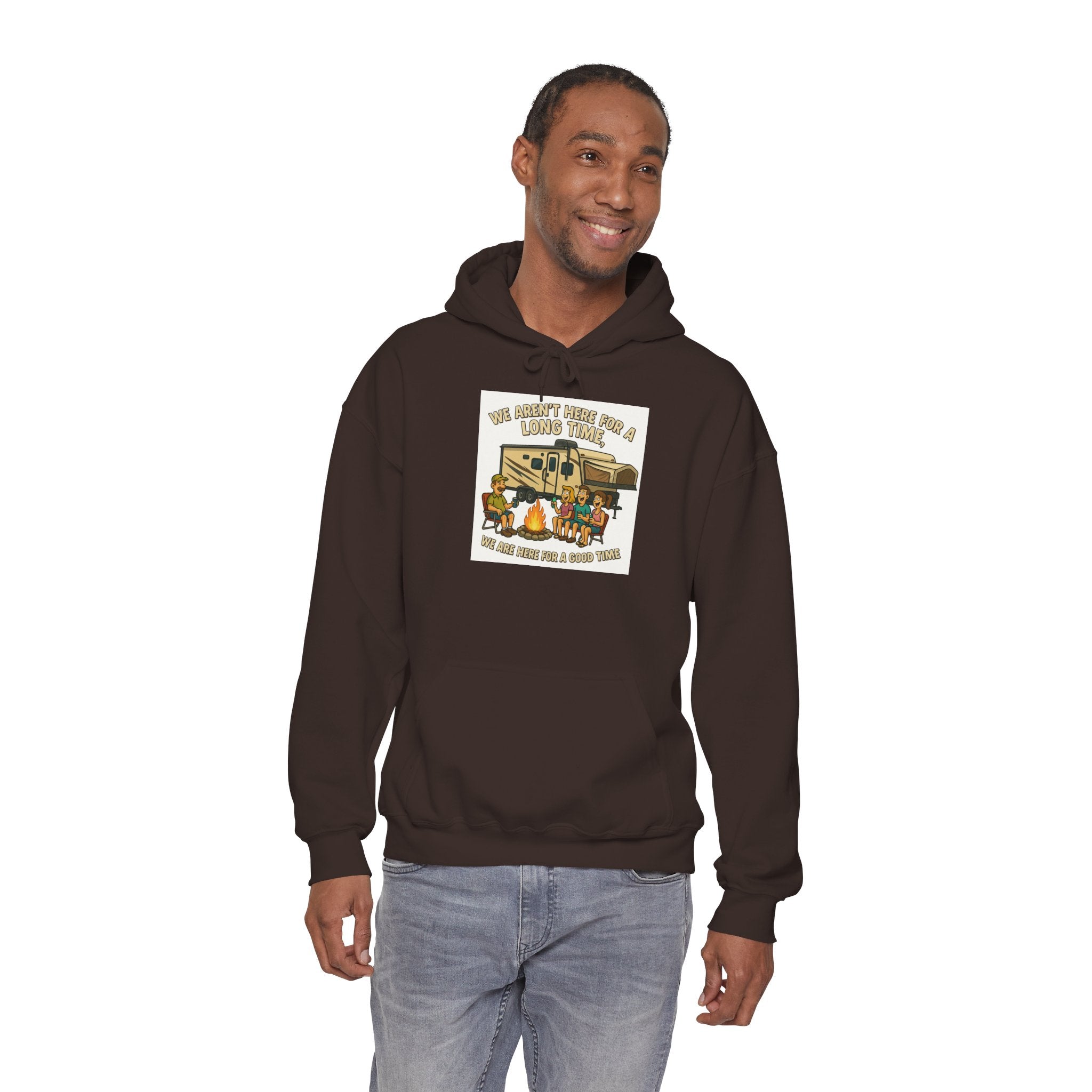Adventure Awaits Graphic Hoodie - We aren't here for a long time, we are here for a good time