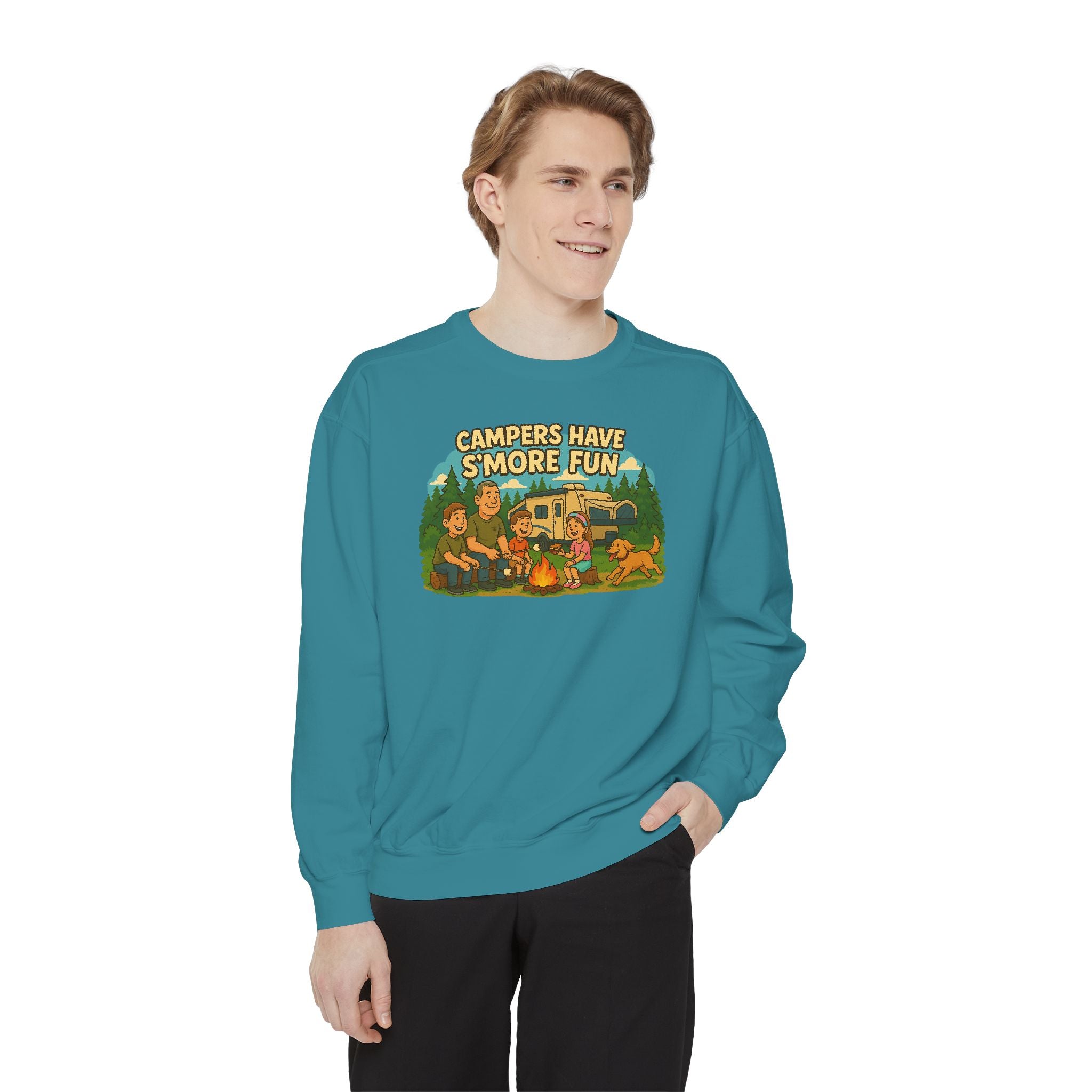 Camper Vibes Sweatshirt - Enjoy S'mores, Unisex Campfire Clothing, Perfect for Outdoor Adventures, Gift for Adventurers, Cozy Camping Attire
