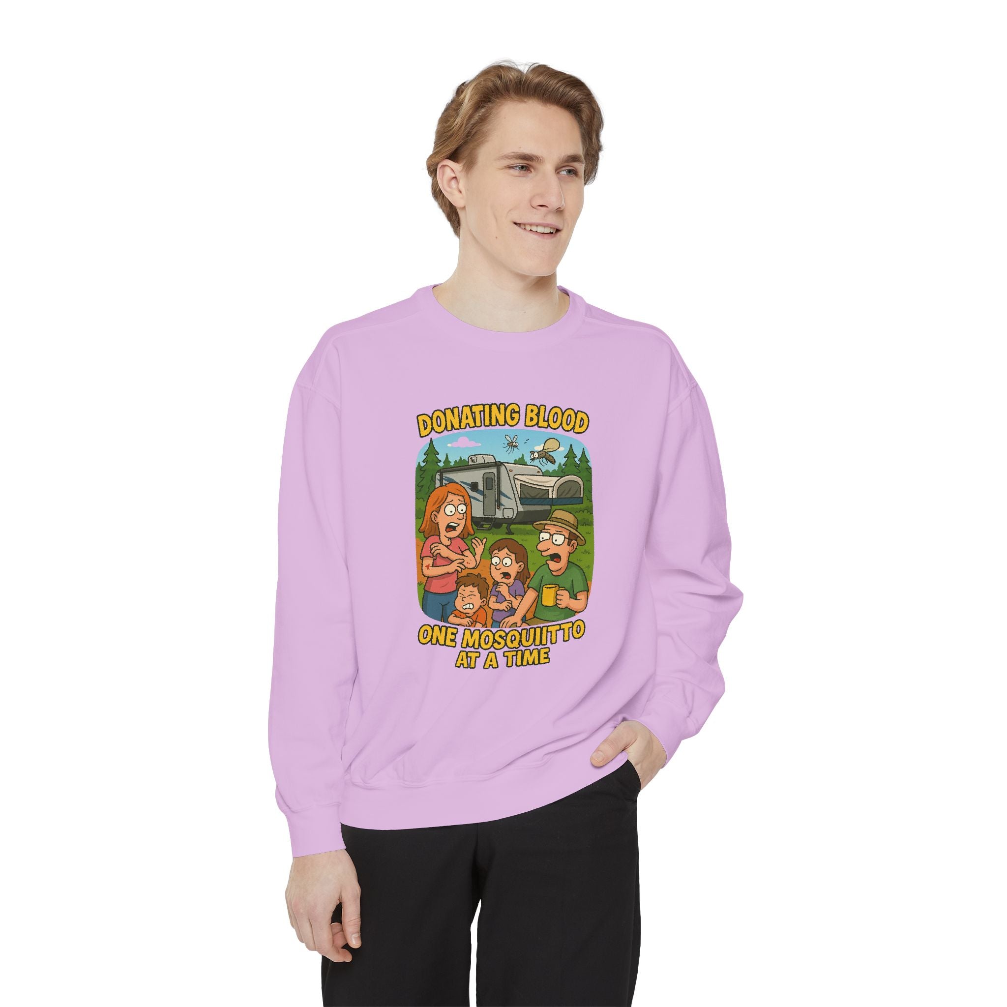 Unisex Garment-Dyed Sweatshirt - Donating Blood One Mosquito at a Time