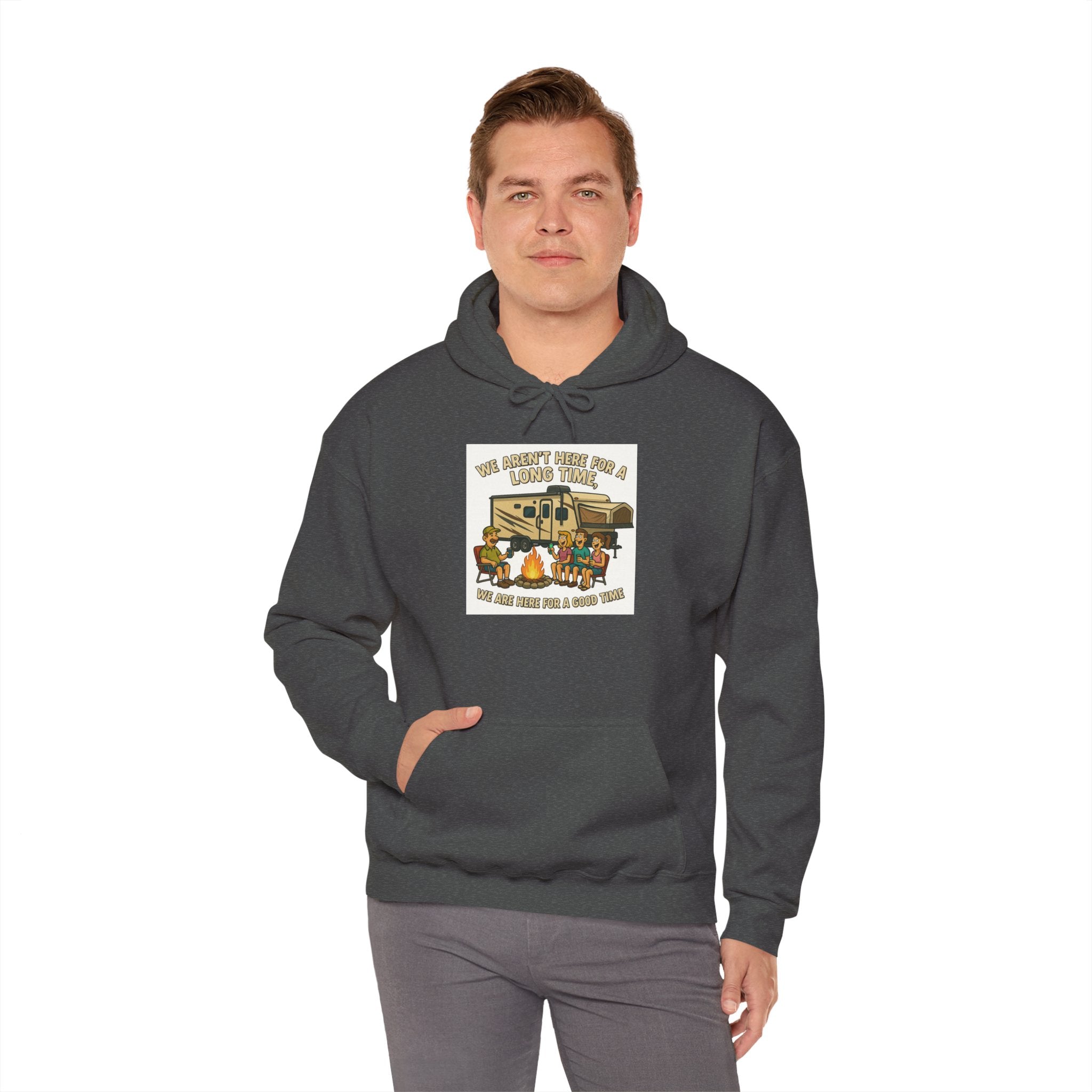Adventure Awaits Graphic Hoodie - We aren't here for a long time, we are here for a good time