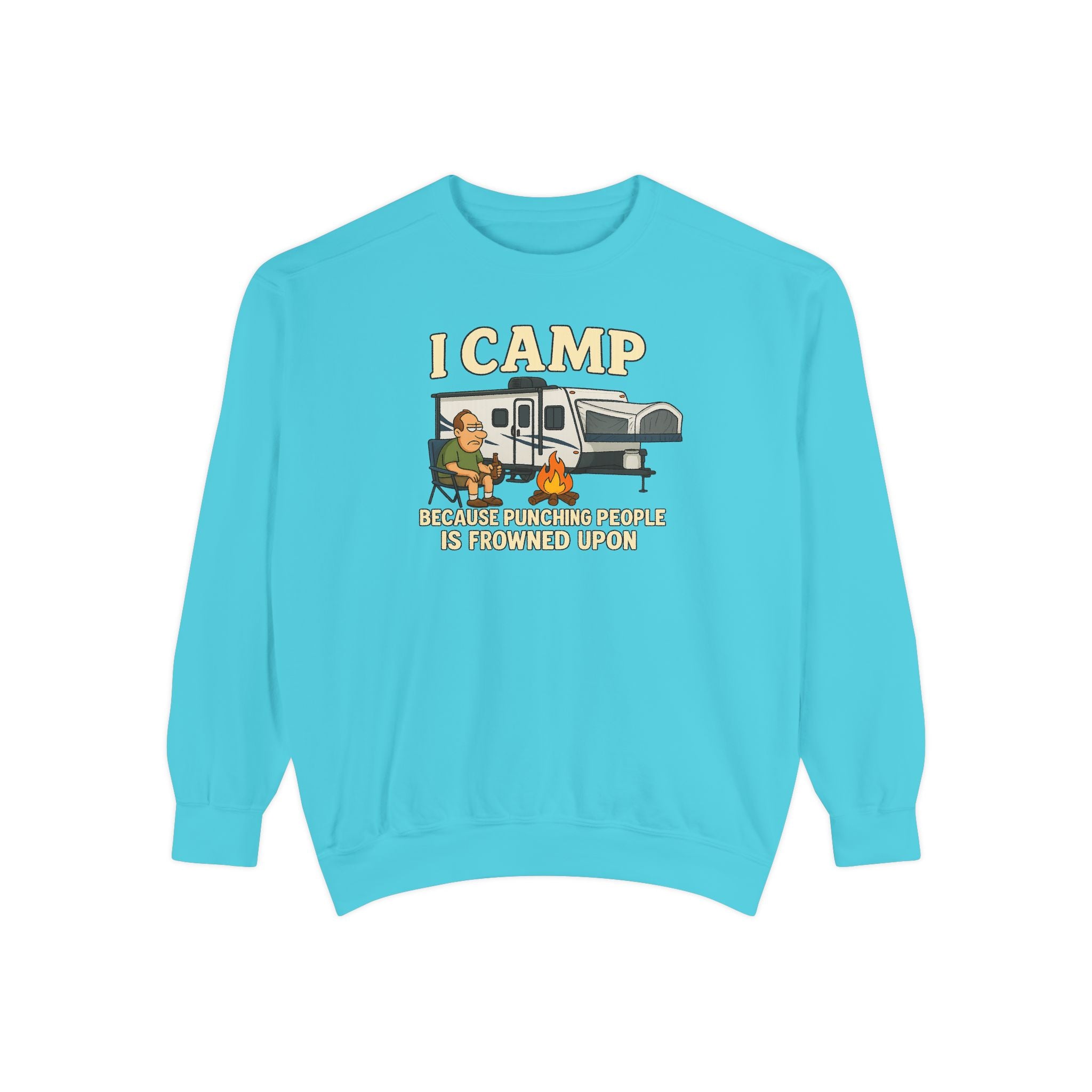 I Camp Unisex Garment-Dyed Sweatshirt - Cozy Camping Apparel for Outdoor Lovers