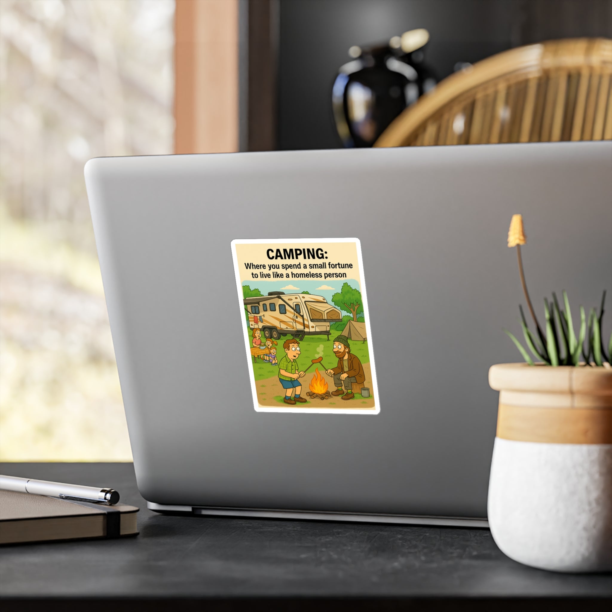Camping Humor Vinyl Decals, Fun Outdoor Stickers for Campers, Travel Mugs, Car Accessories, Gift for Nature Lovers
