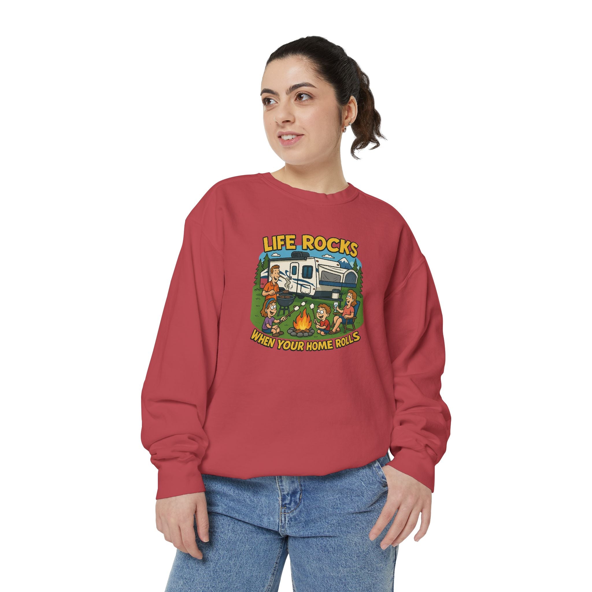 Retro Camping Sweatshirt, Life Rocks Sweater, Unisex Sweatshirt, Vintage RV Sweatshirt, Cozy Outdoor Apparel, Gift for Campers