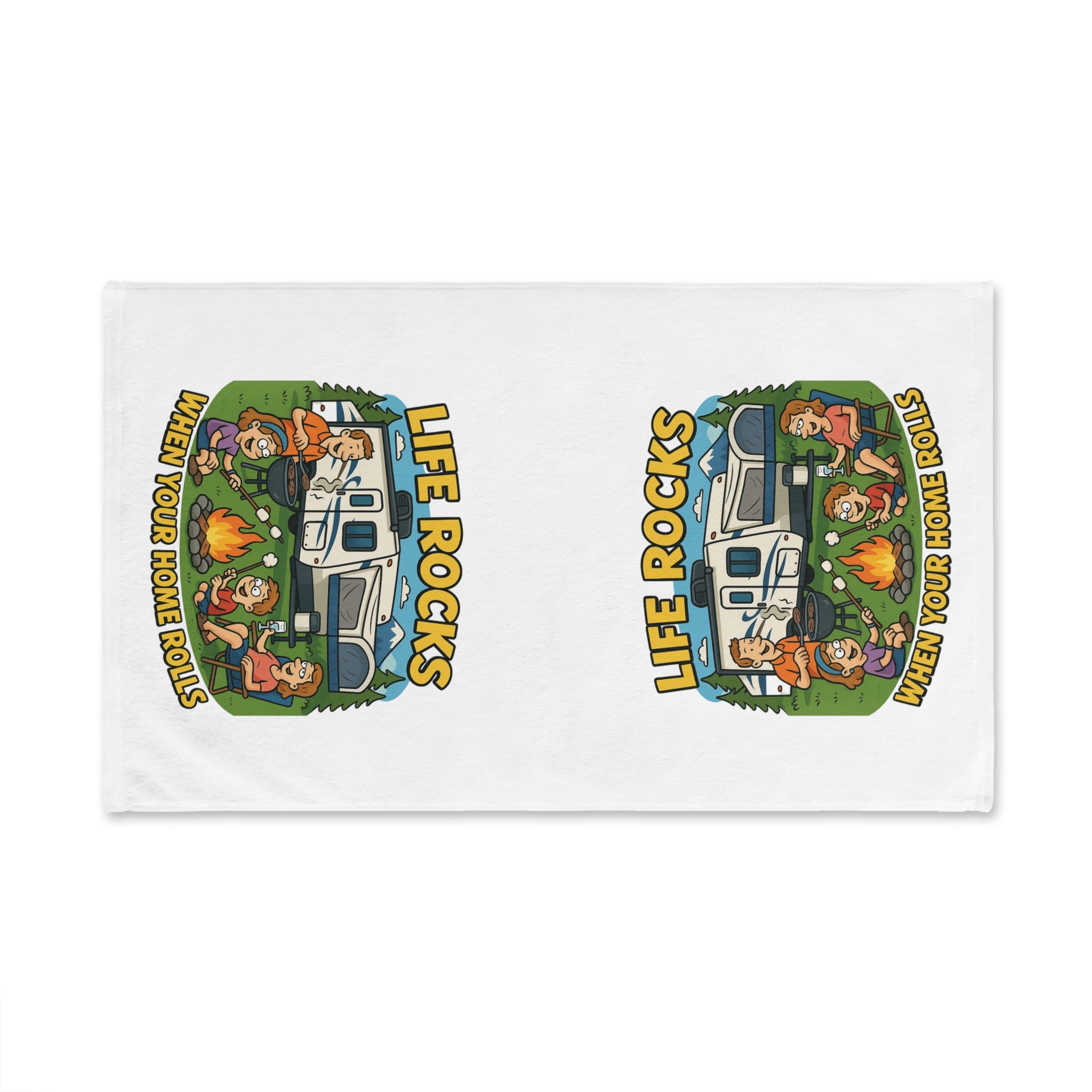 RV Camping Hand Towel, Fun Outdoor Towels, Gift for Campers, Kitchen Towel, Life Rocks Home Rolls
