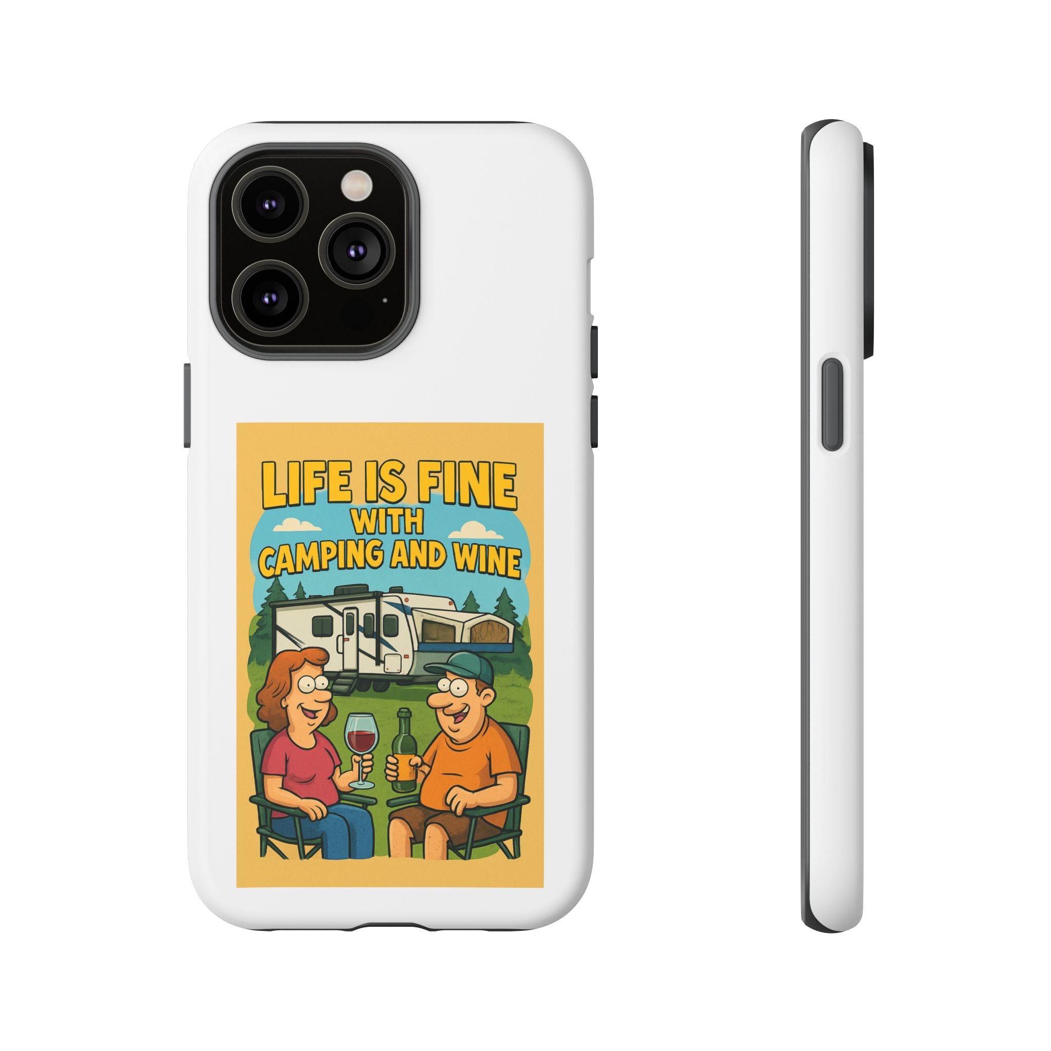 Camping & Wine Phone Case, Outdoor Adventure Accessory, Fun Gift for Campers, Summer Travel Essential, RV Lover Present