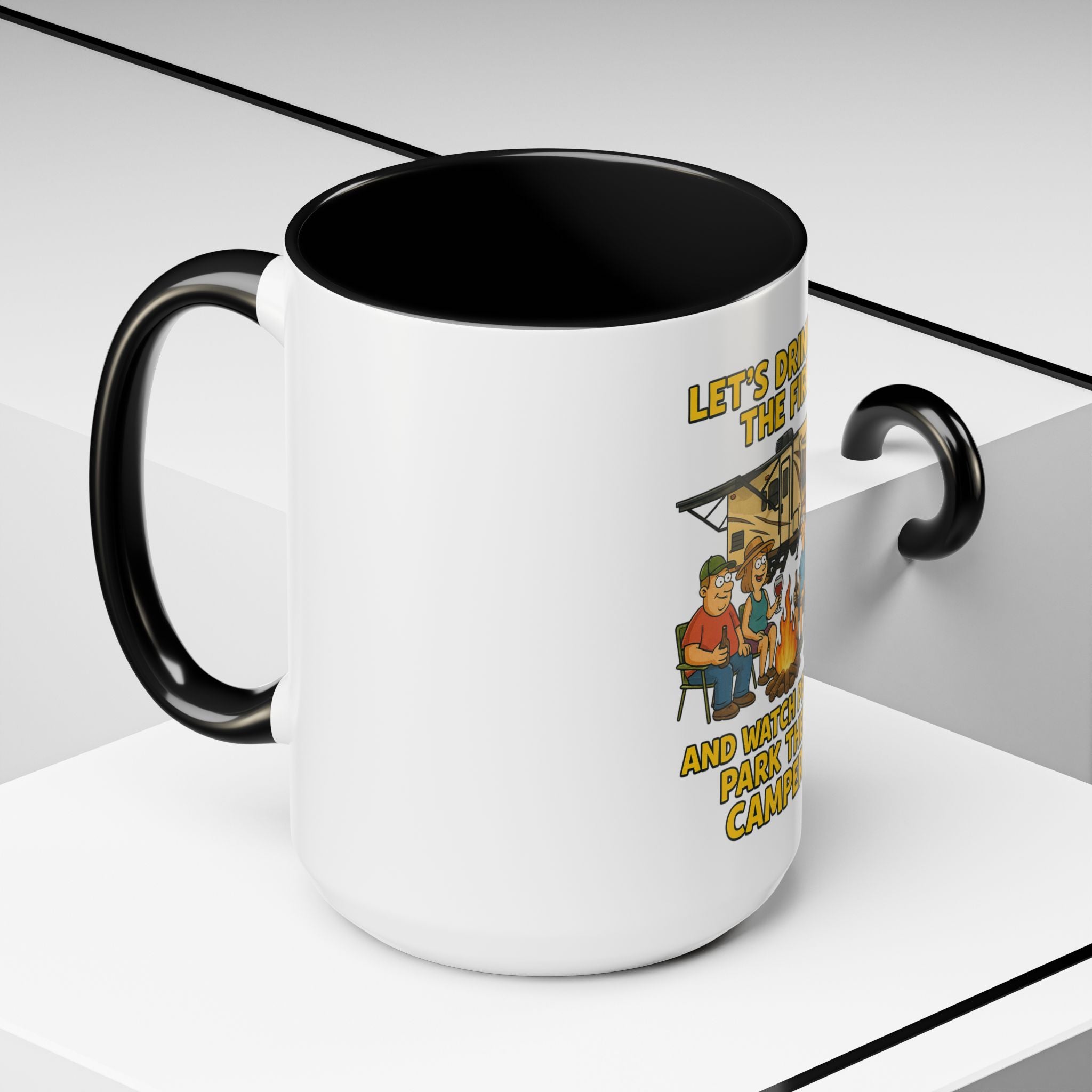 Campfire Accent Coffee Mug, Camping Gift, Outdoor Adventure Mug, RV Lovers Coffee Cup, Relaxing by the Fire