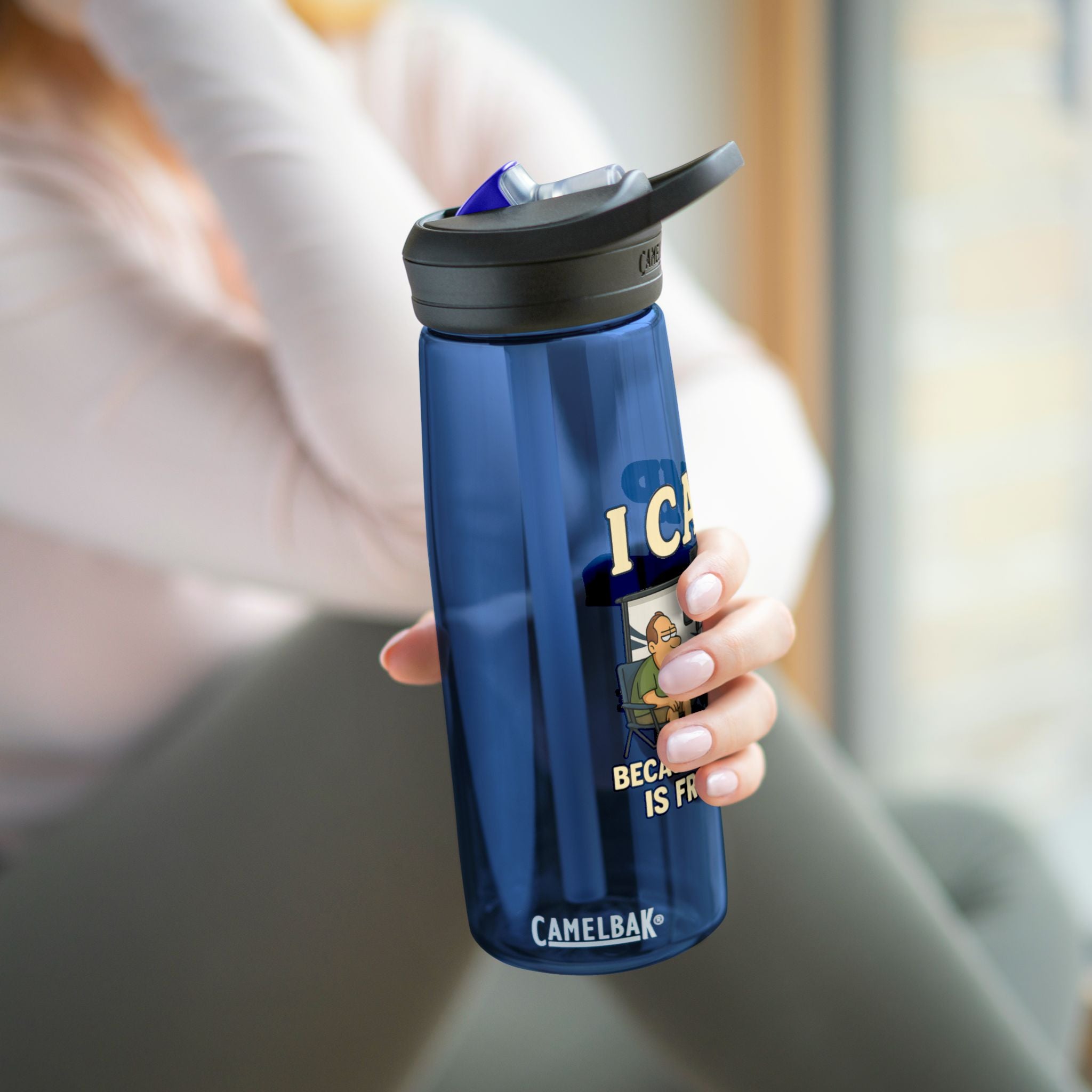 Funny Camping Water Bottle - I Camp Because Punching People is Frowned Upon