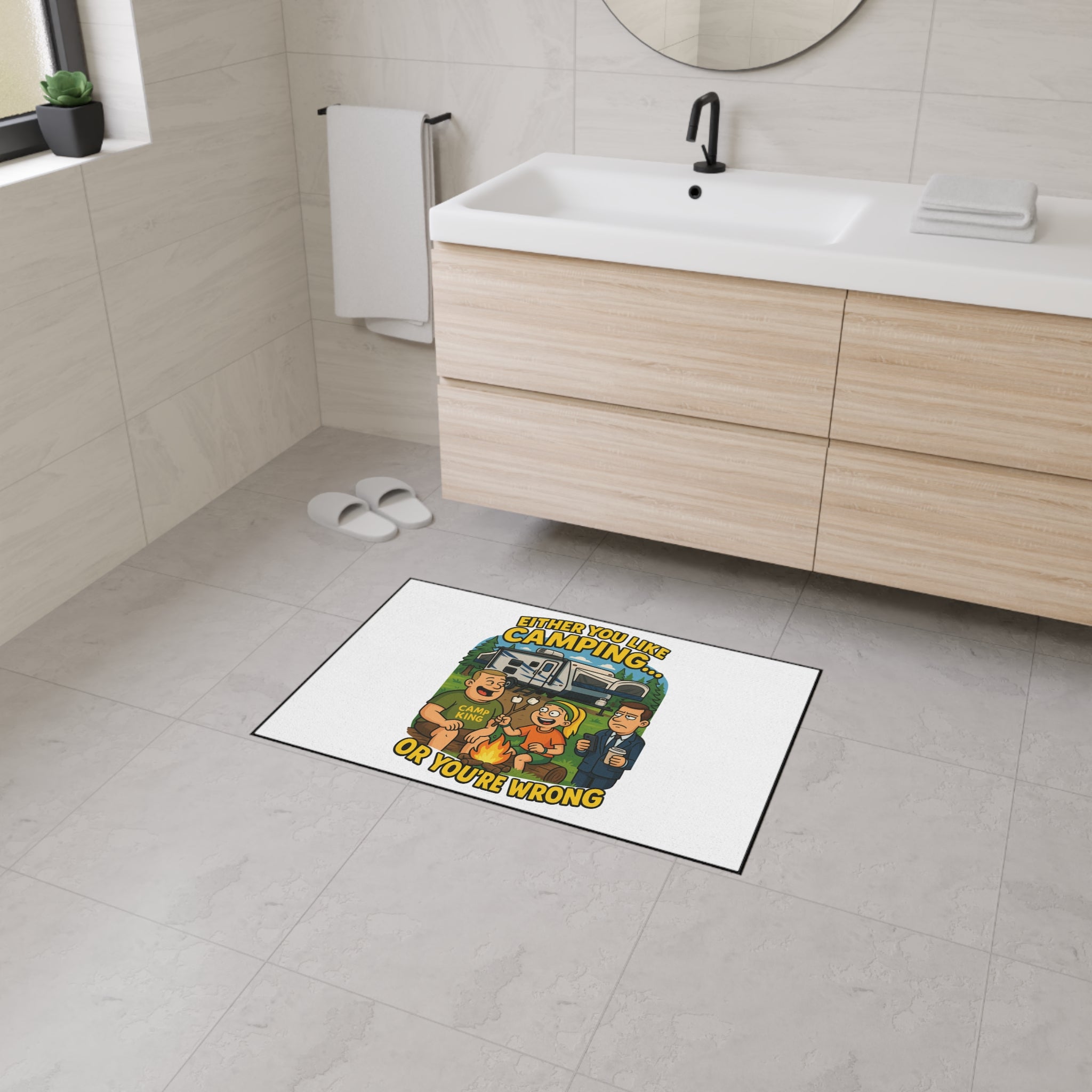 Camping Themed Heavy Duty Floor Mat - "Either You Like Camping... Or You're Wrong"