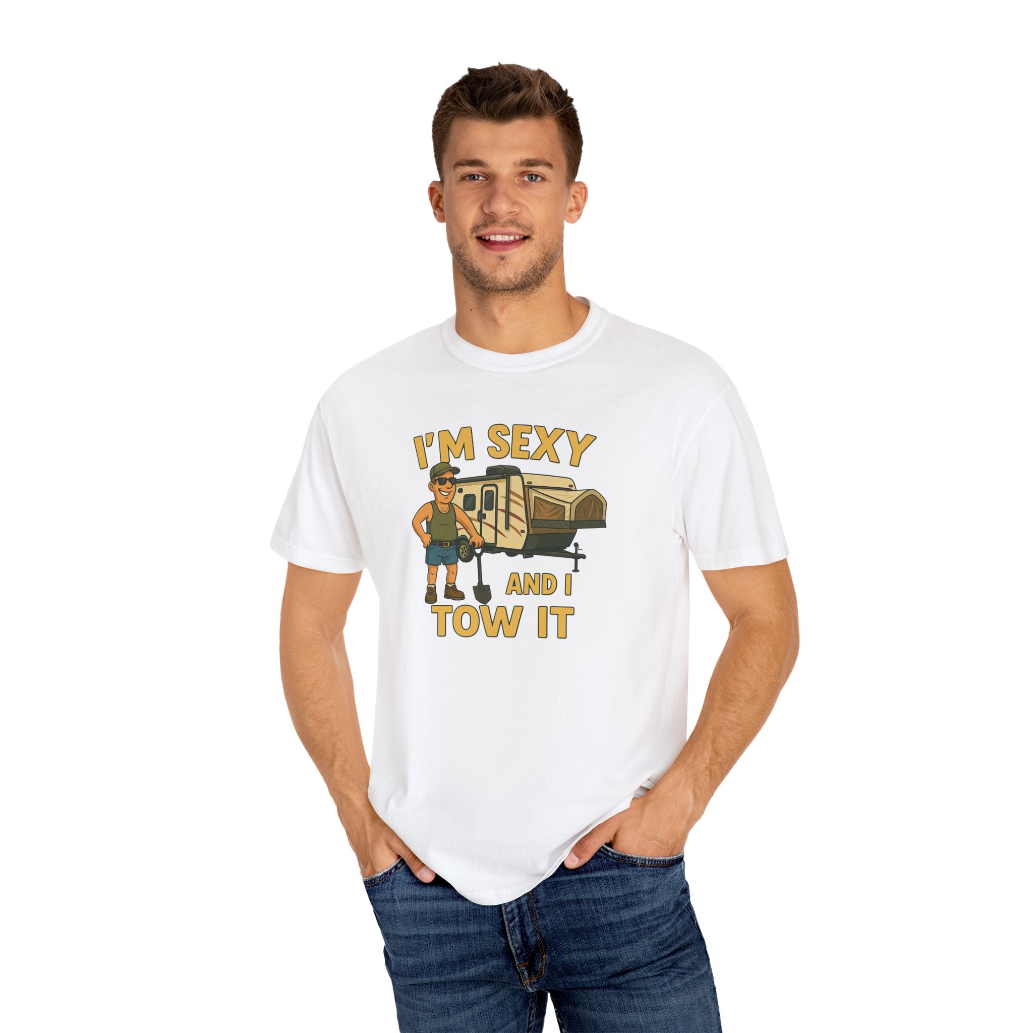 Playful Camping T-Shirt, I'm Sexy and I Tow It Tee, Unisex Outdoor Shirt, Funny Gift for RV Lovers, Travel T-Shirt, Casual Summer Wear