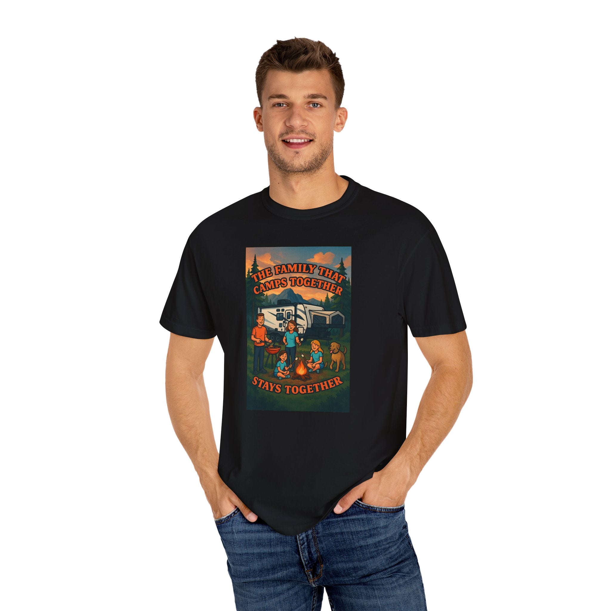 Family Camping T-shirt, Casual Outdoor Tee, Perfect for Family Gatherings, Summer Camp, Gift for Outdoor Lovers, Relaxed Fit Tee