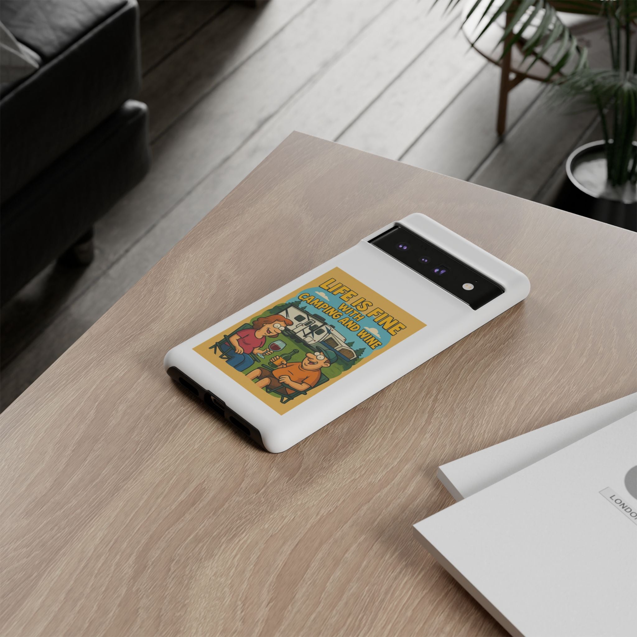 Camping & Wine Phone Case, Outdoor Adventure Accessory, Fun Gift for Campers, Summer Travel Essential, RV Lover Present