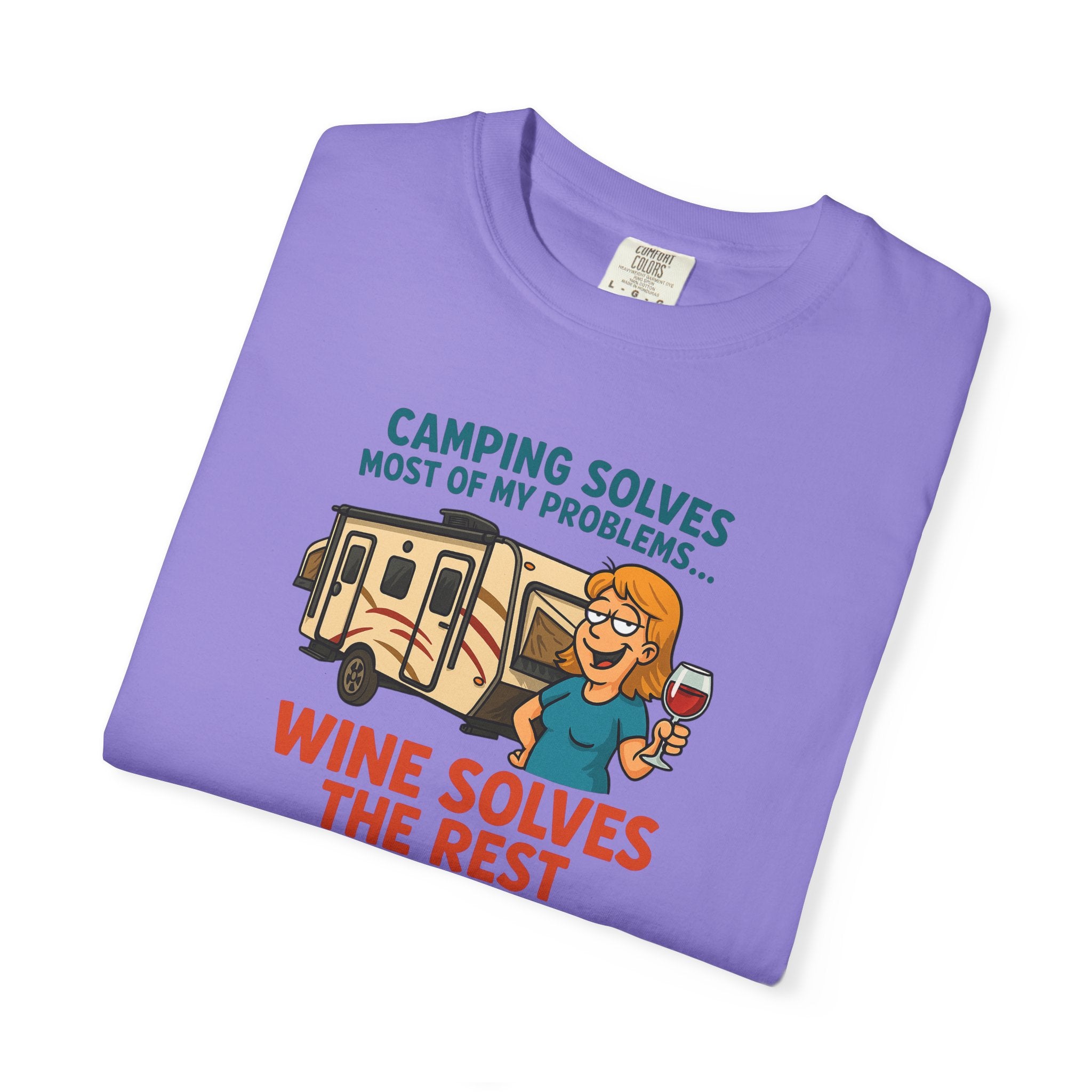 Camping & Wine Unisex T-Shirt, Relaxed Fit Tee, Perfect Gift for Campers, Wine Lovers, Outdoor Enthusiasts, Summer Celebrations