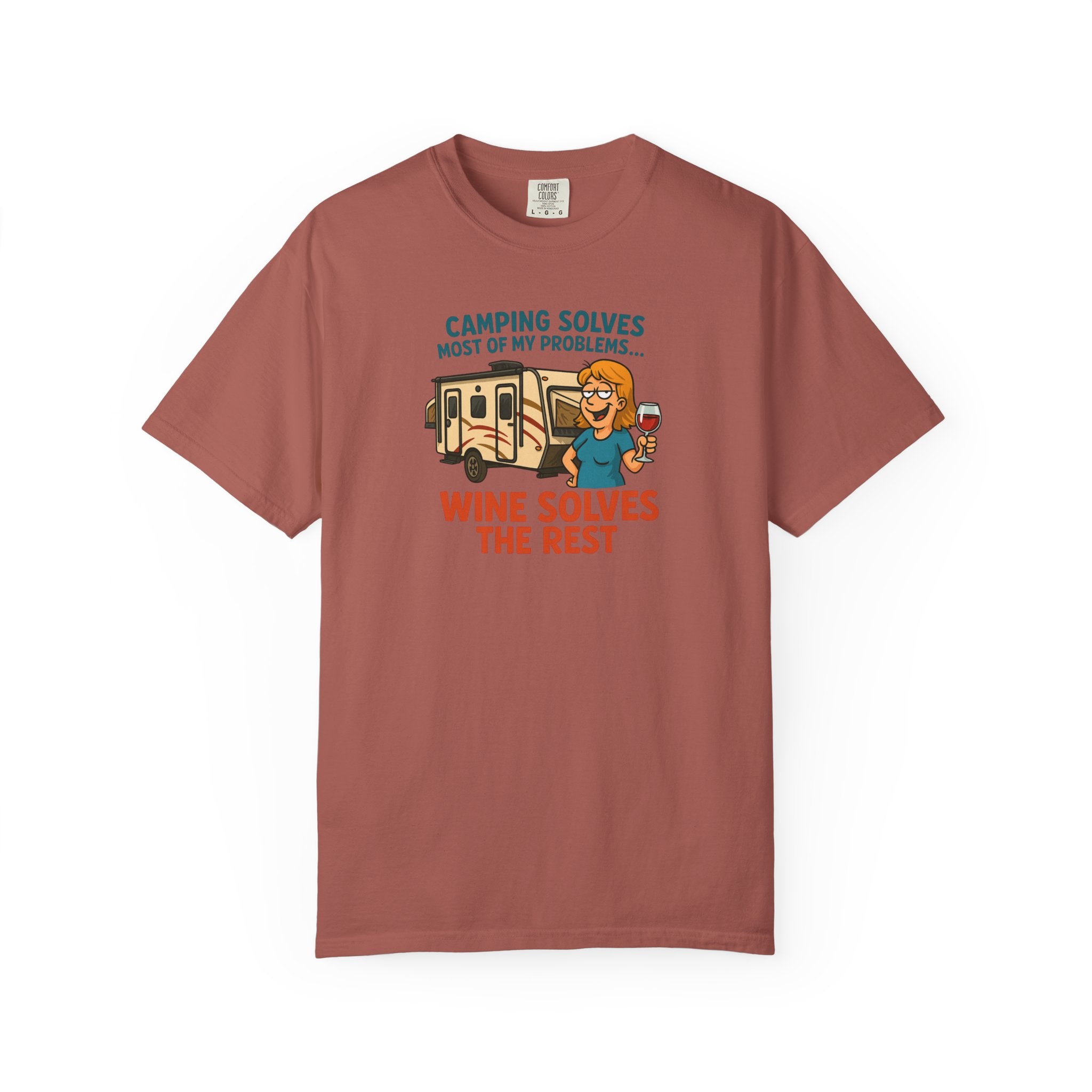 Camping & Wine Unisex T-Shirt, Relaxed Fit Tee, Perfect Gift for Campers, Wine Lovers, Outdoor Enthusiasts, Summer Celebrations