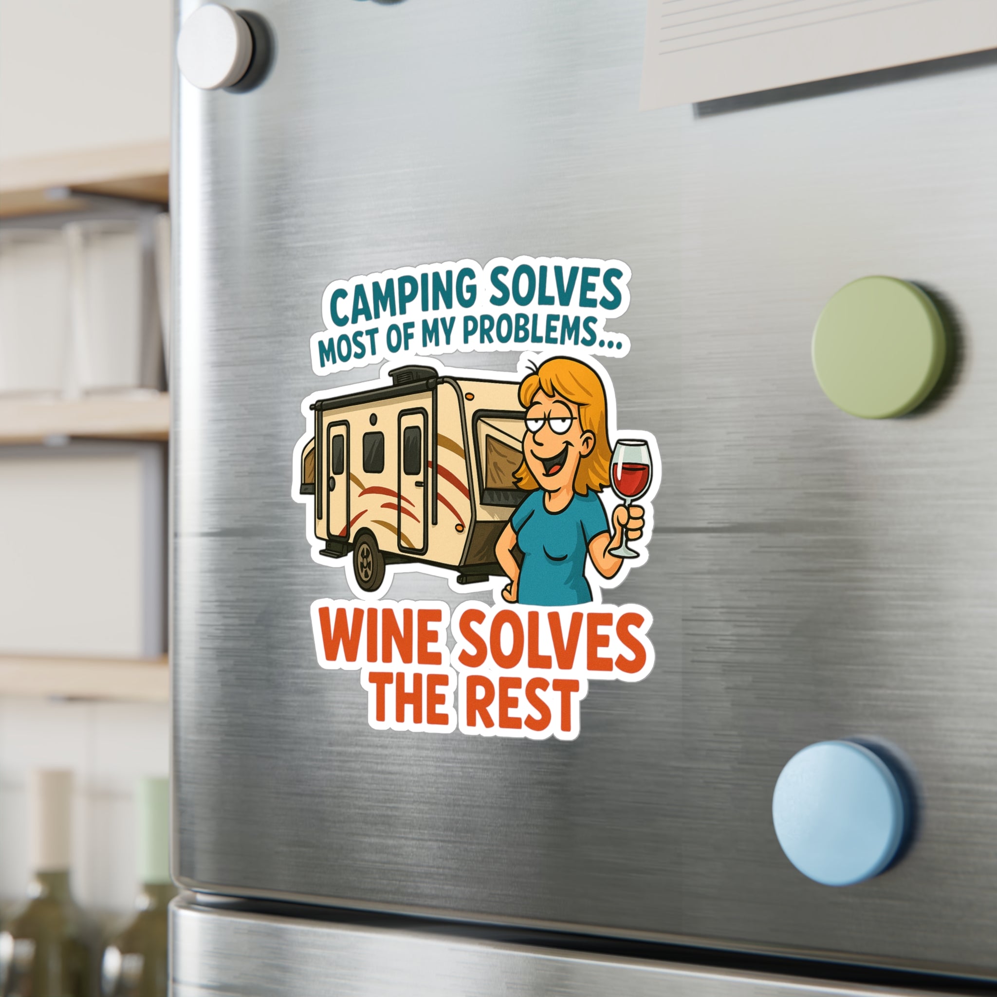 Vinyl Stickers for Camping Lovers, Fun Wine Decals, Outdoor Decor, RV Accessories, Gift for Wine Enthusiasts