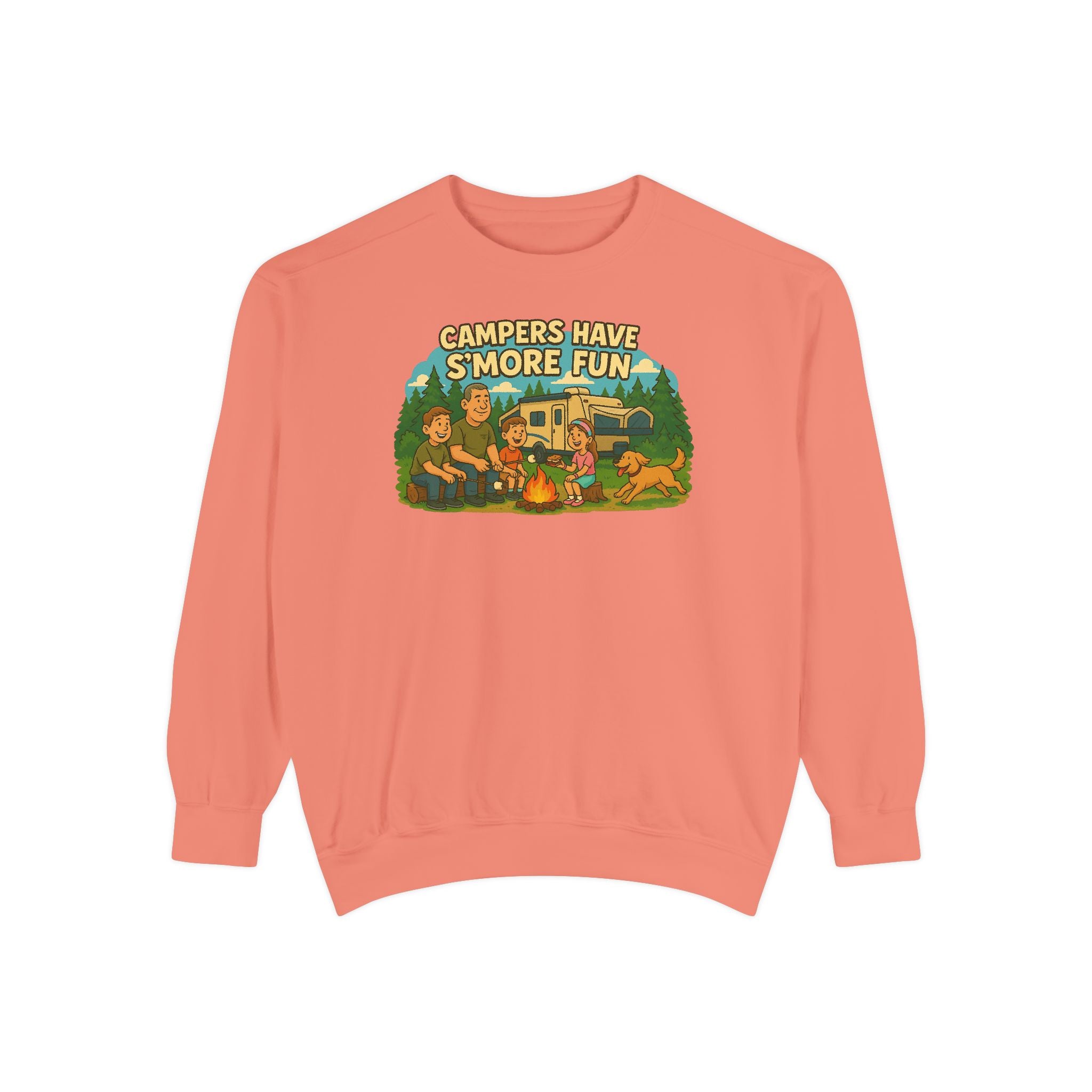 Camper Vibes Sweatshirt - Enjoy S'mores, Unisex Campfire Clothing, Perfect for Outdoor Adventures, Gift for Adventurers, Cozy Camping Attire