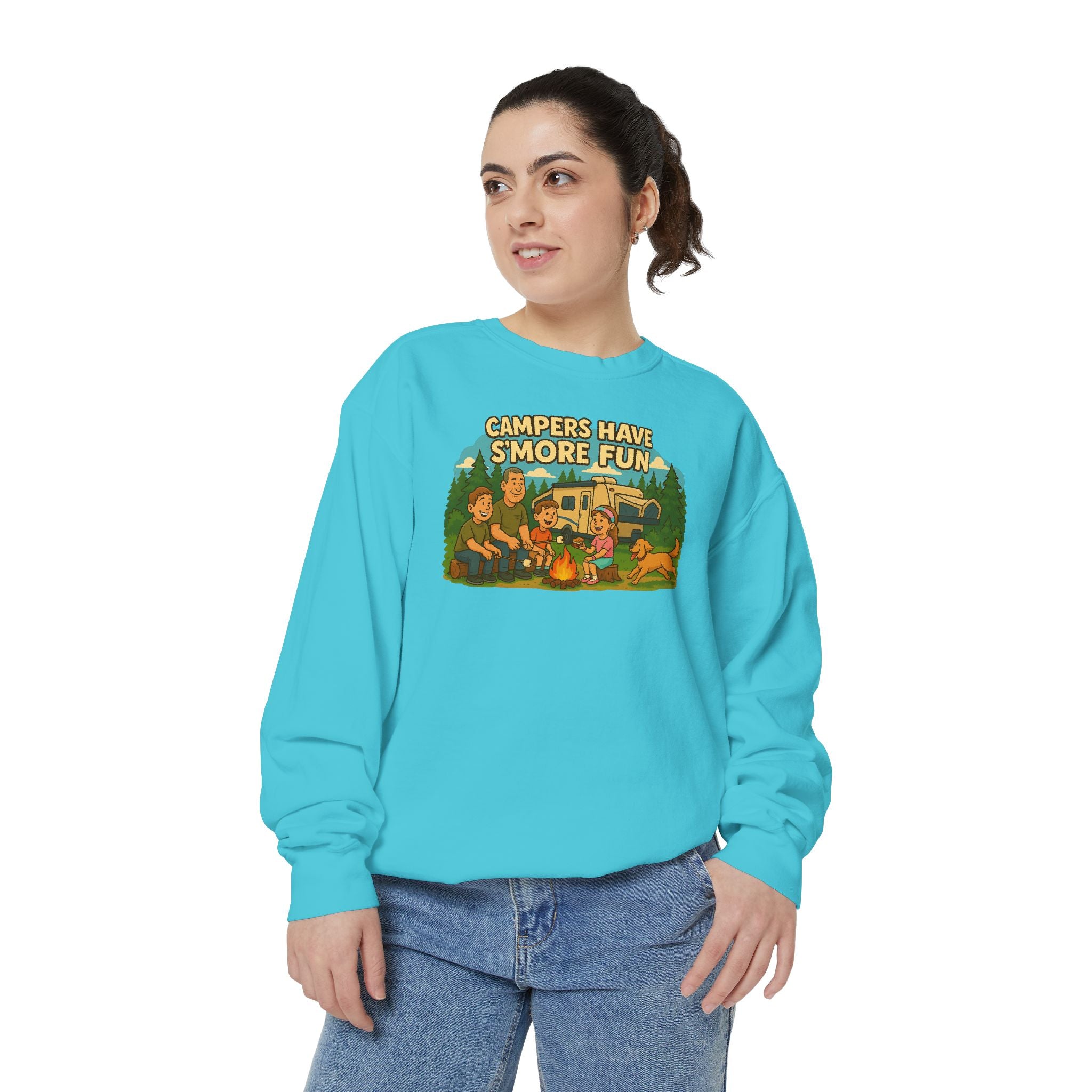 Camper Vibes Sweatshirt - Enjoy S'mores, Unisex Campfire Clothing, Perfect for Outdoor Adventures, Gift for Adventurers, Cozy Camping Attire