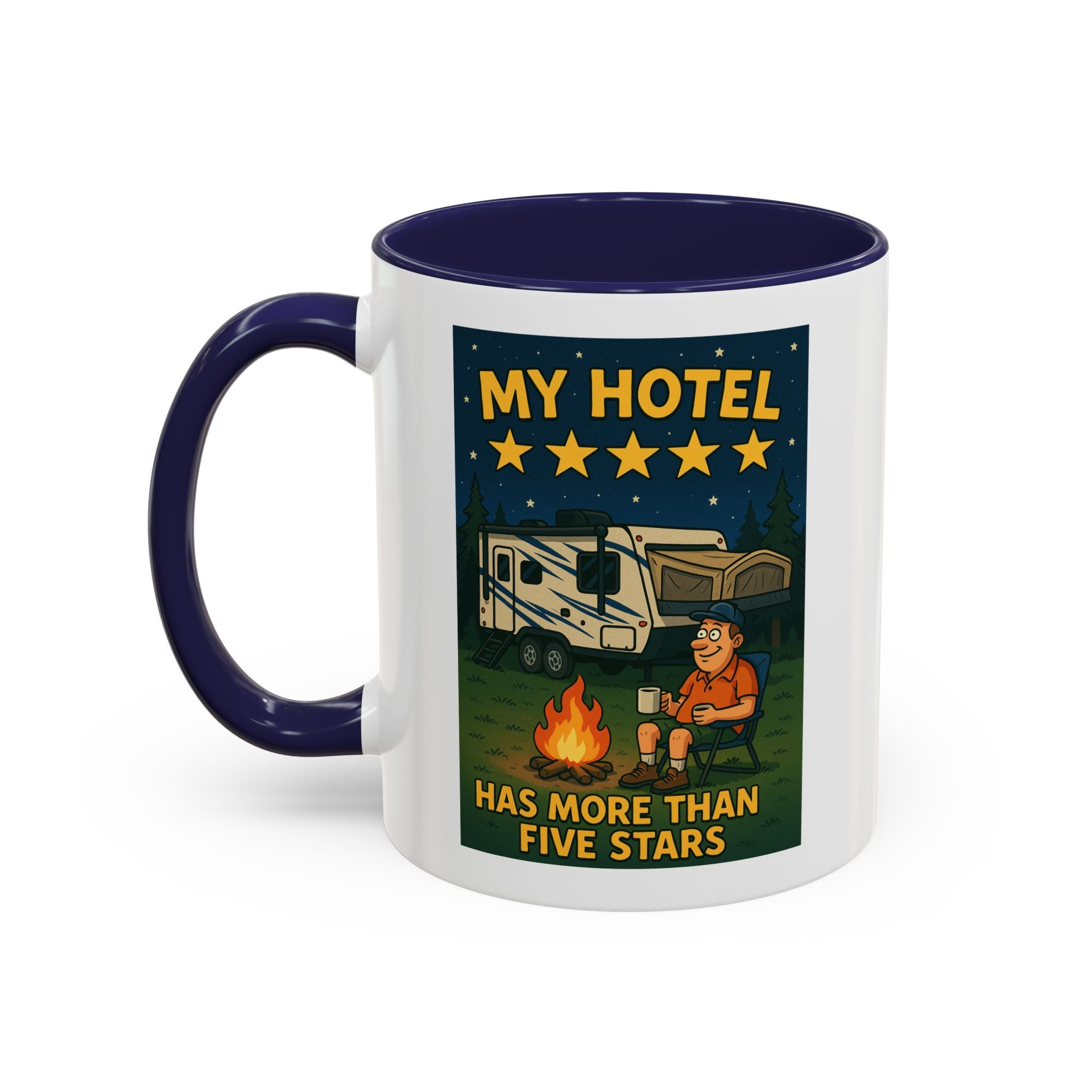 Camping-Themed Accent Coffee Mug | Perfect for RV Lovers, Campers, Travelers, Cozy Nights, Outdoor Adventures, Unique Gift Ideas