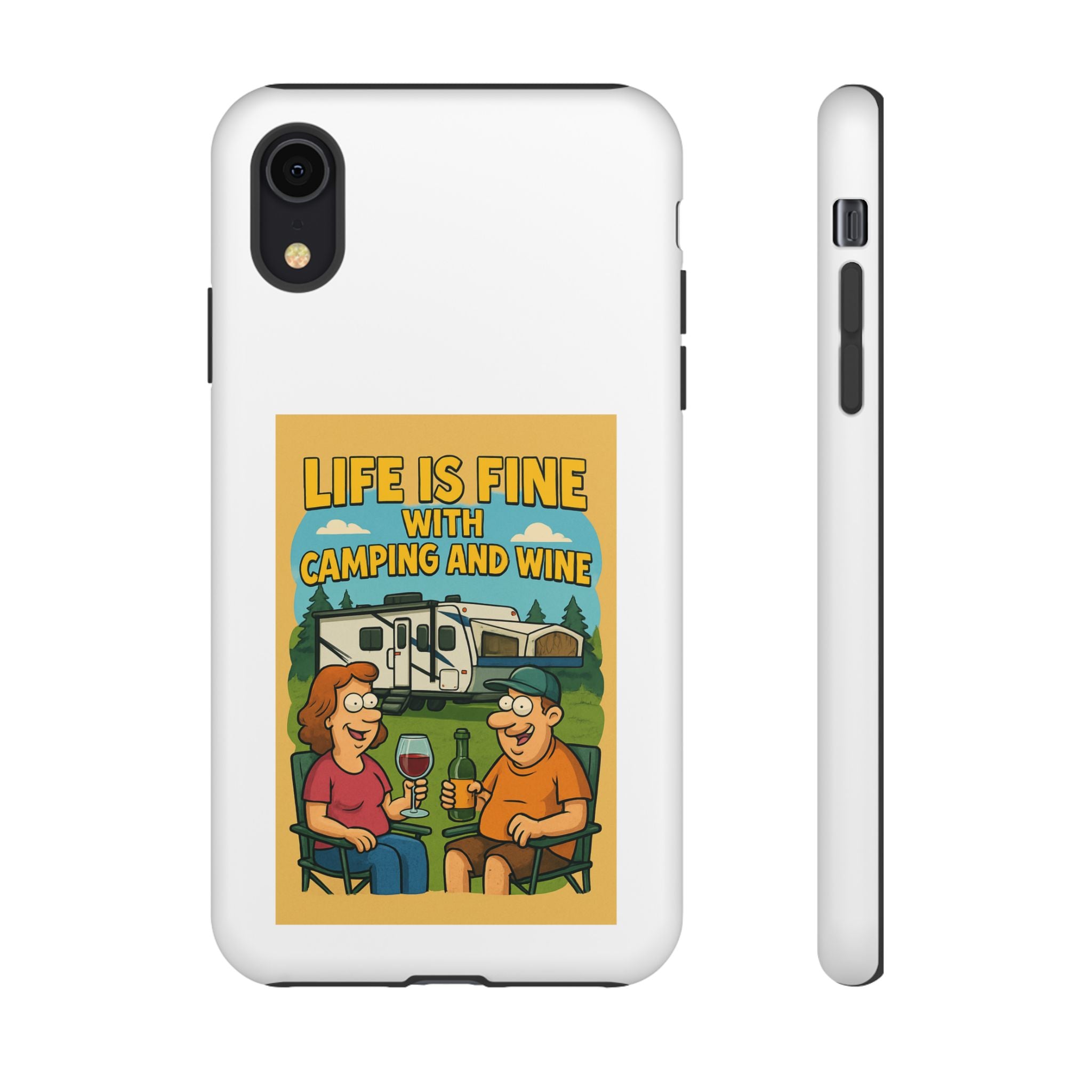 Camping & Wine Phone Case, Outdoor Adventure Accessory, Fun Gift for Campers, Summer Travel Essential, RV Lover Present