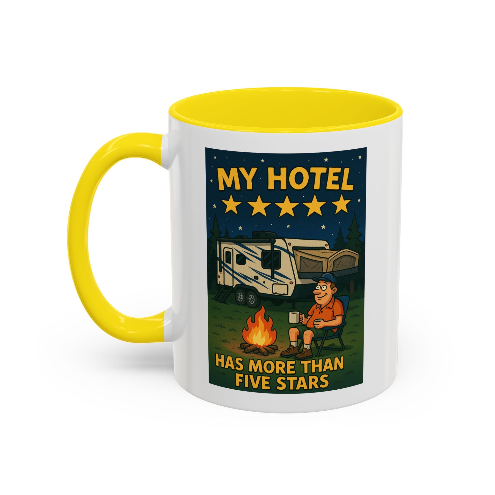 Camping-Themed Accent Coffee Mug | Perfect for RV Lovers, Campers, Travelers, Cozy Nights, Outdoor Adventures, Unique Gift Ideas