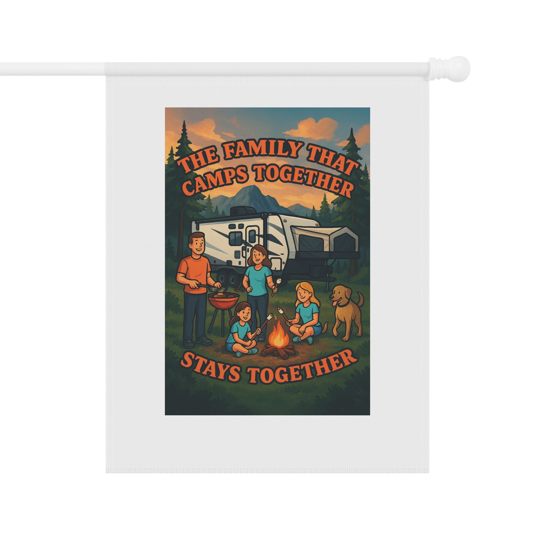 Camping Family Banner, Outdoor Decor, Garden Flag, Family Reunion Gift, RV Fun Sign, Camping Themed Home Decor