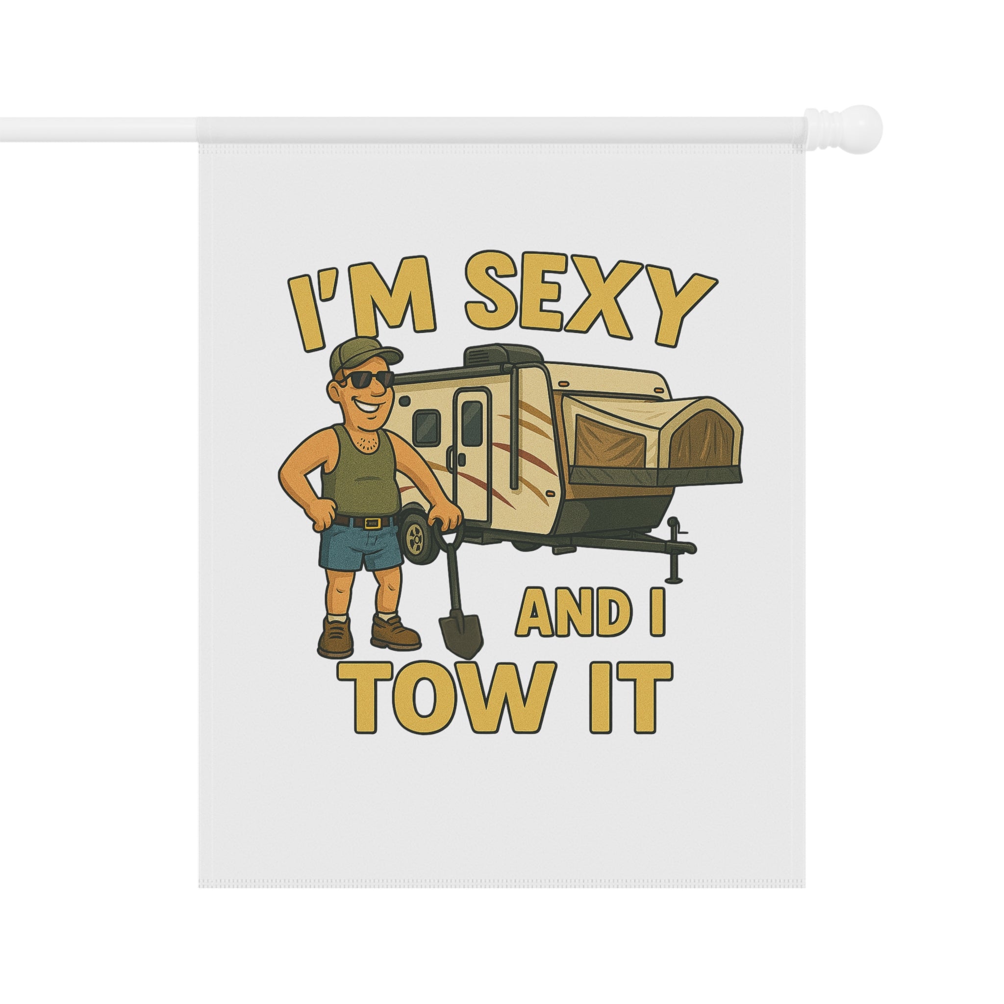 Humorous Garden Banner, Funny Outdoor Decor, RV Travel Flag, Camping Sign, Quirky Home & Garden Decoration