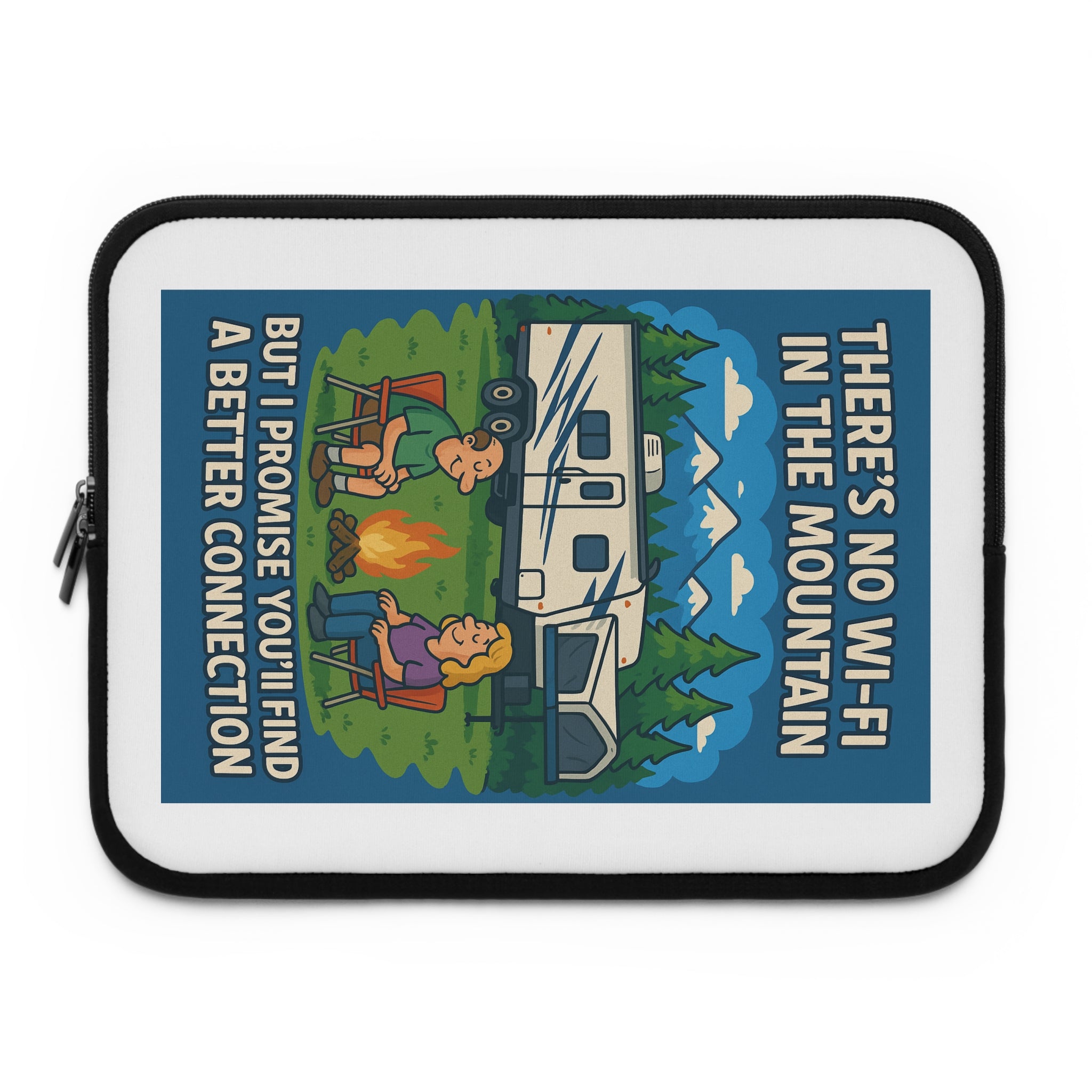 Camping-Themed Laptop Sleeve, Outdoor Adventure Tech Case, No Wi-Fi Fun, Gifts for Travelers, Co-worker Appreciation