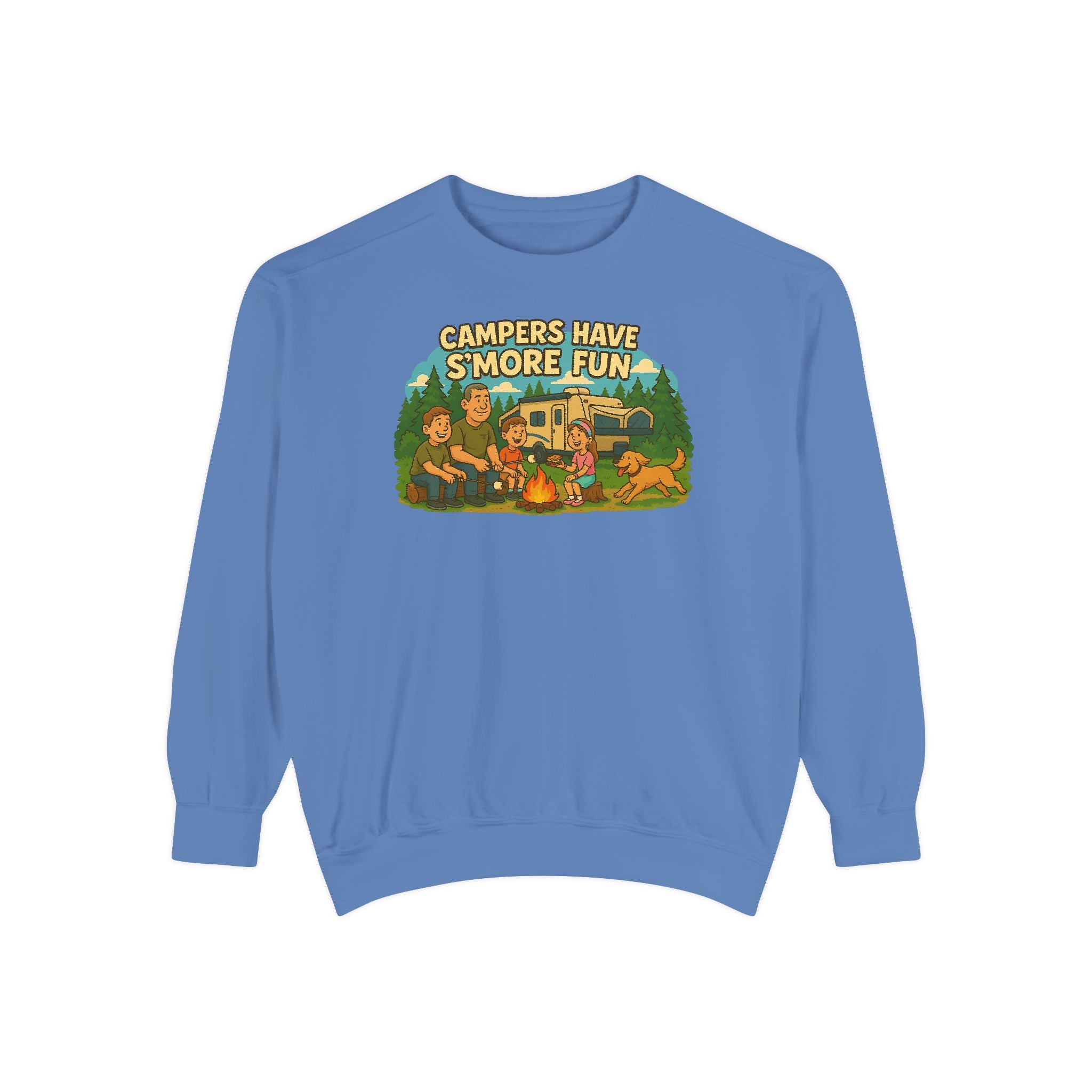 Camper Vibes Sweatshirt - Enjoy S'mores, Unisex Campfire Clothing, Perfect for Outdoor Adventures, Gift for Adventurers, Cozy Camping Attire