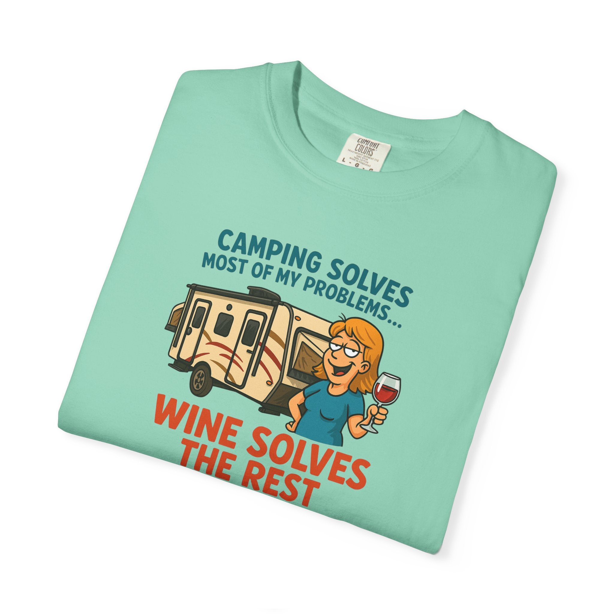 Camping & Wine Unisex T-Shirt, Relaxed Fit Tee, Perfect Gift for Campers, Wine Lovers, Outdoor Enthusiasts, Summer Celebrations