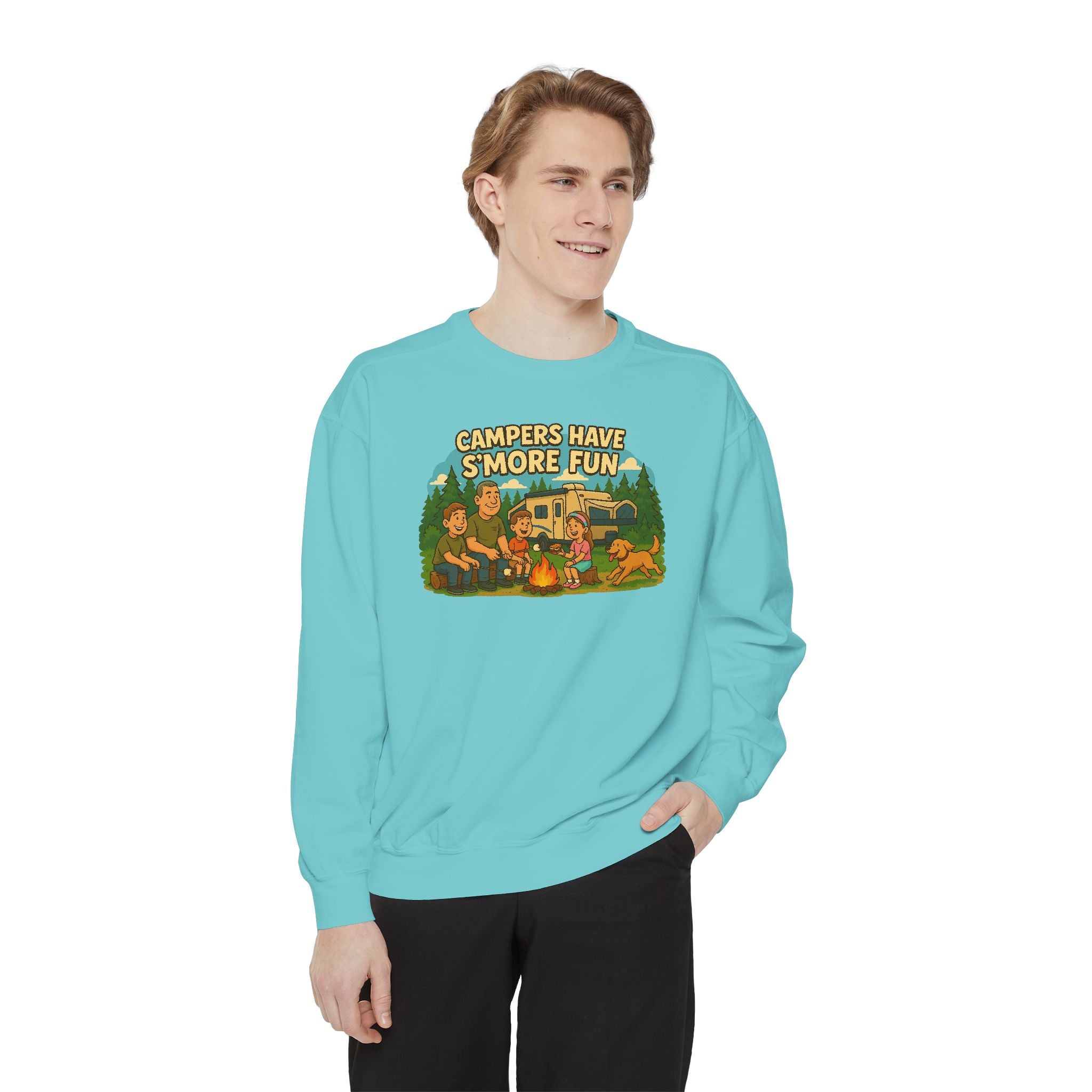 Camper Vibes Sweatshirt - Enjoy S'mores, Unisex Campfire Clothing, Perfect for Outdoor Adventures, Gift for Adventurers, Cozy Camping Attire