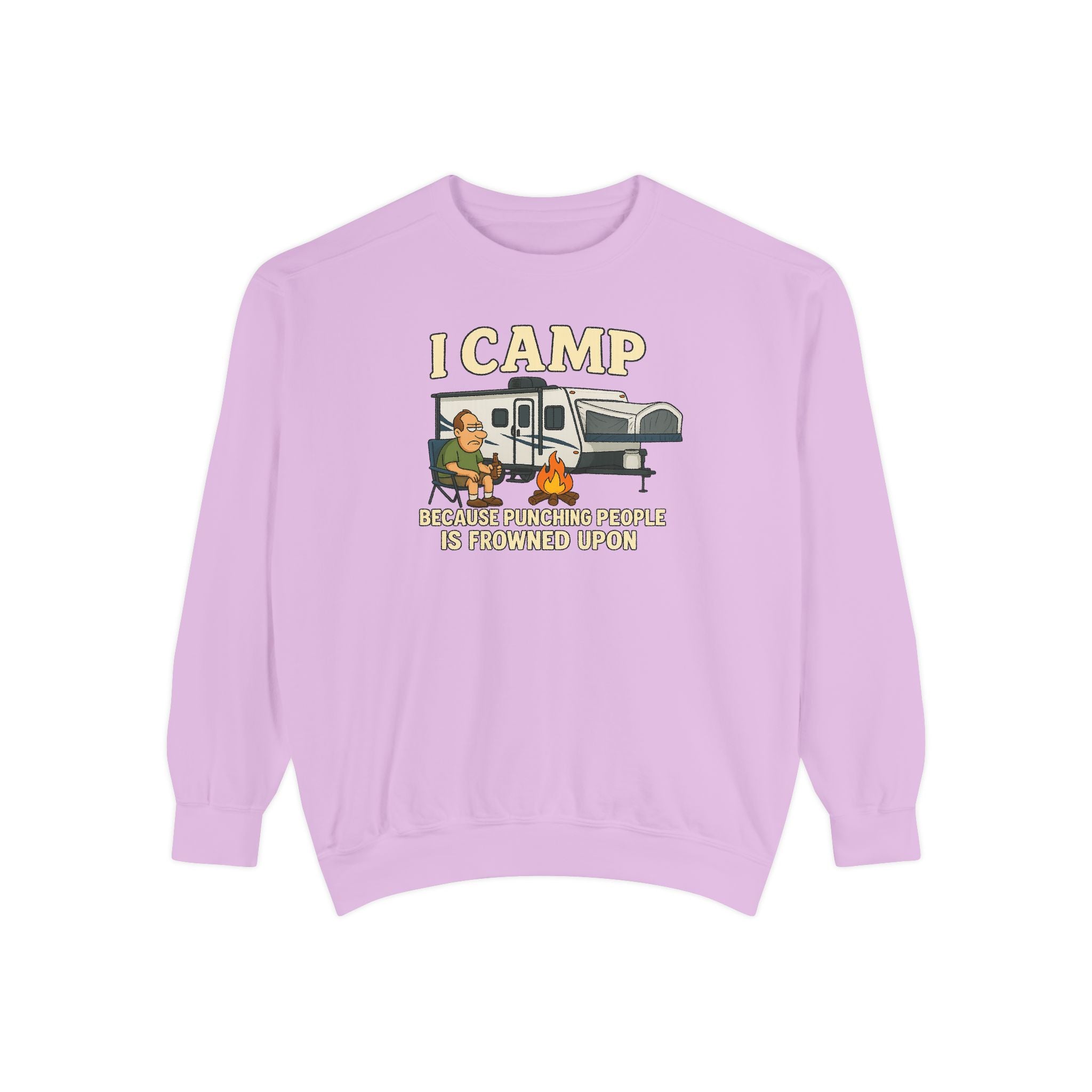 I Camp Unisex Garment-Dyed Sweatshirt - Cozy Camping Apparel for Outdoor Lovers