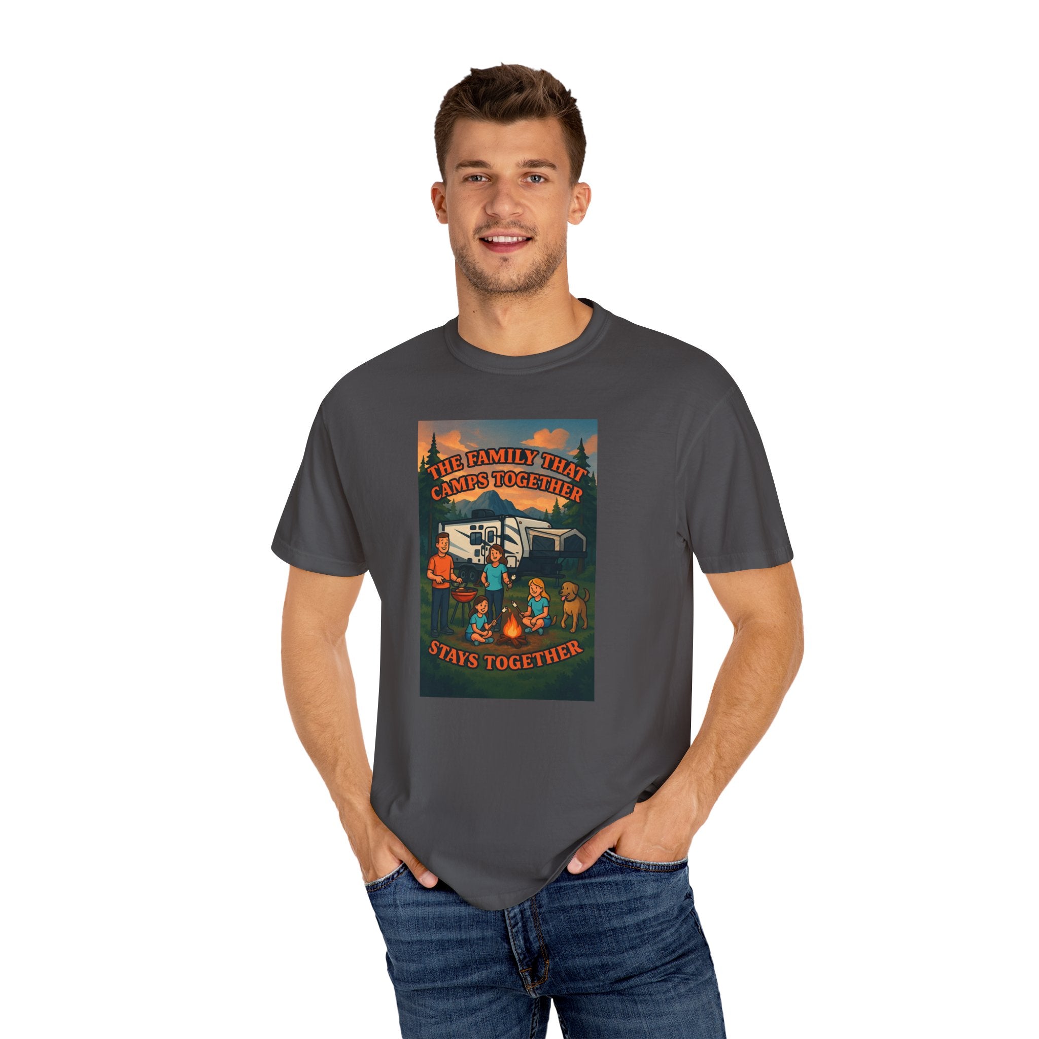 Family Camping T-shirt, Casual Outdoor Tee, Perfect for Family Gatherings, Summer Camp, Gift for Outdoor Lovers, Relaxed Fit Tee
