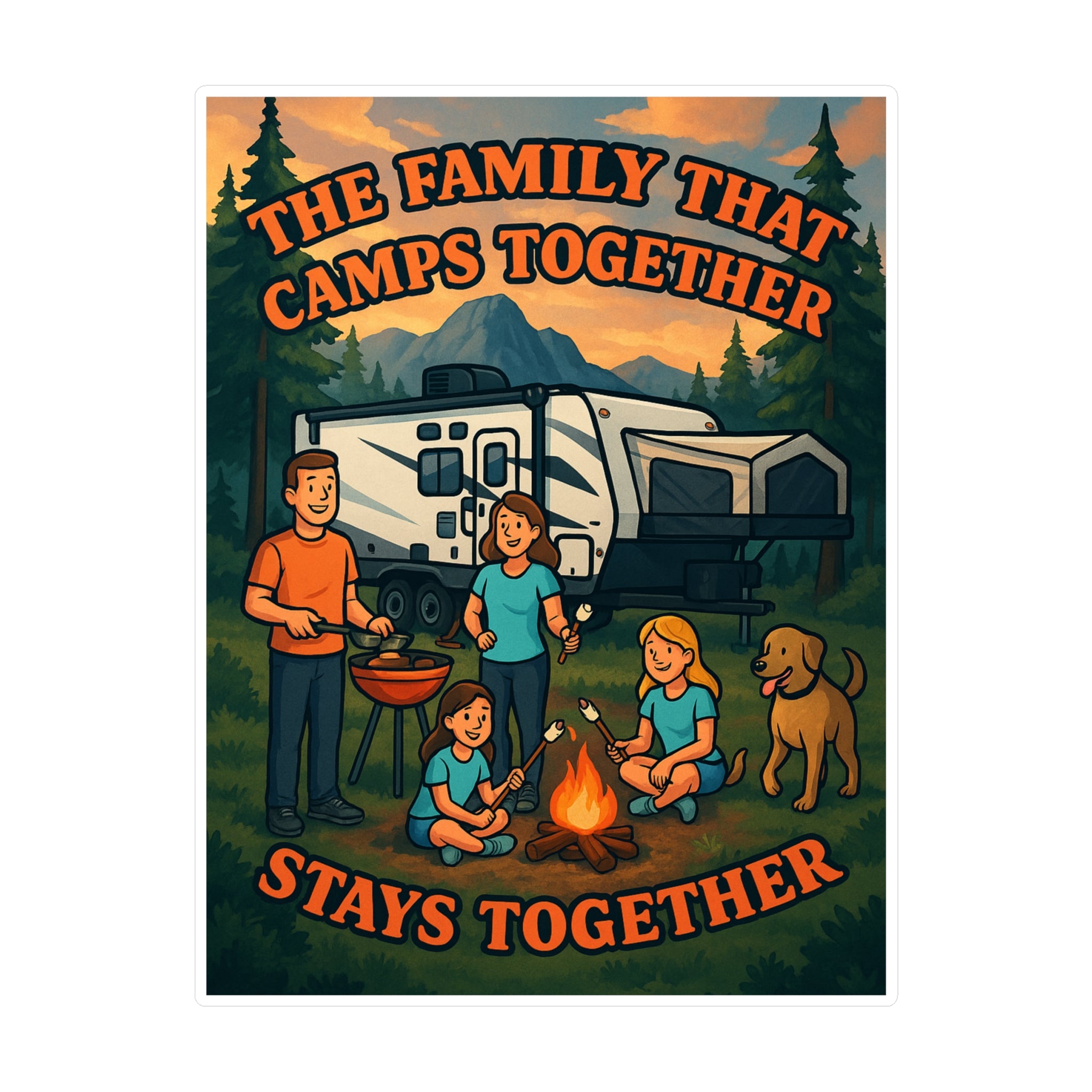 Family Camp Night Kiss-Cut Vinyl Decals - Camping Decor, Family Bonding, Outdoor Stickers, Travel Gifts, RV Accessories