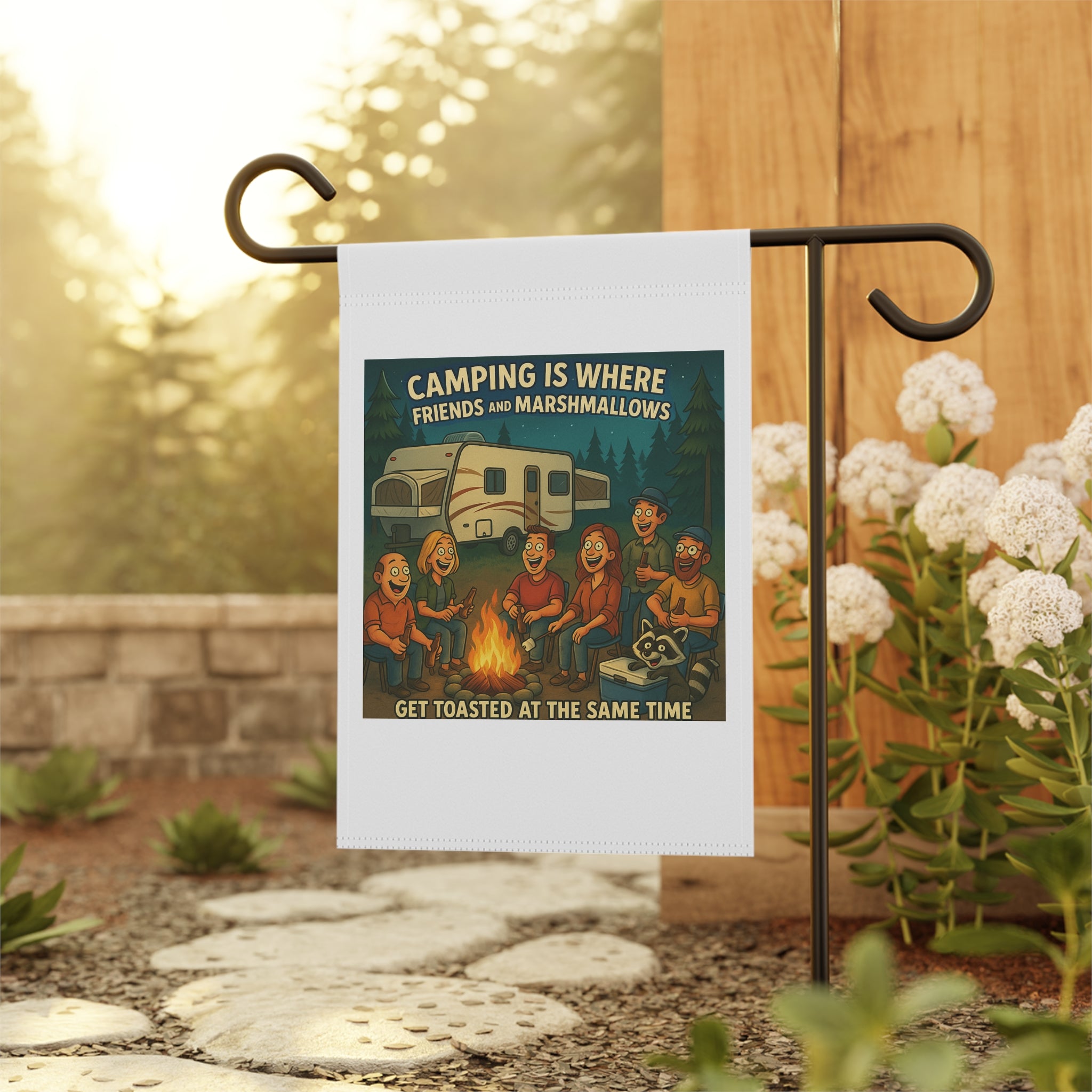Camping Vibes Garden Banner, Outdoor Decor, RV Camping Flag, Boho Garden Flag, Fun Camper Decor
