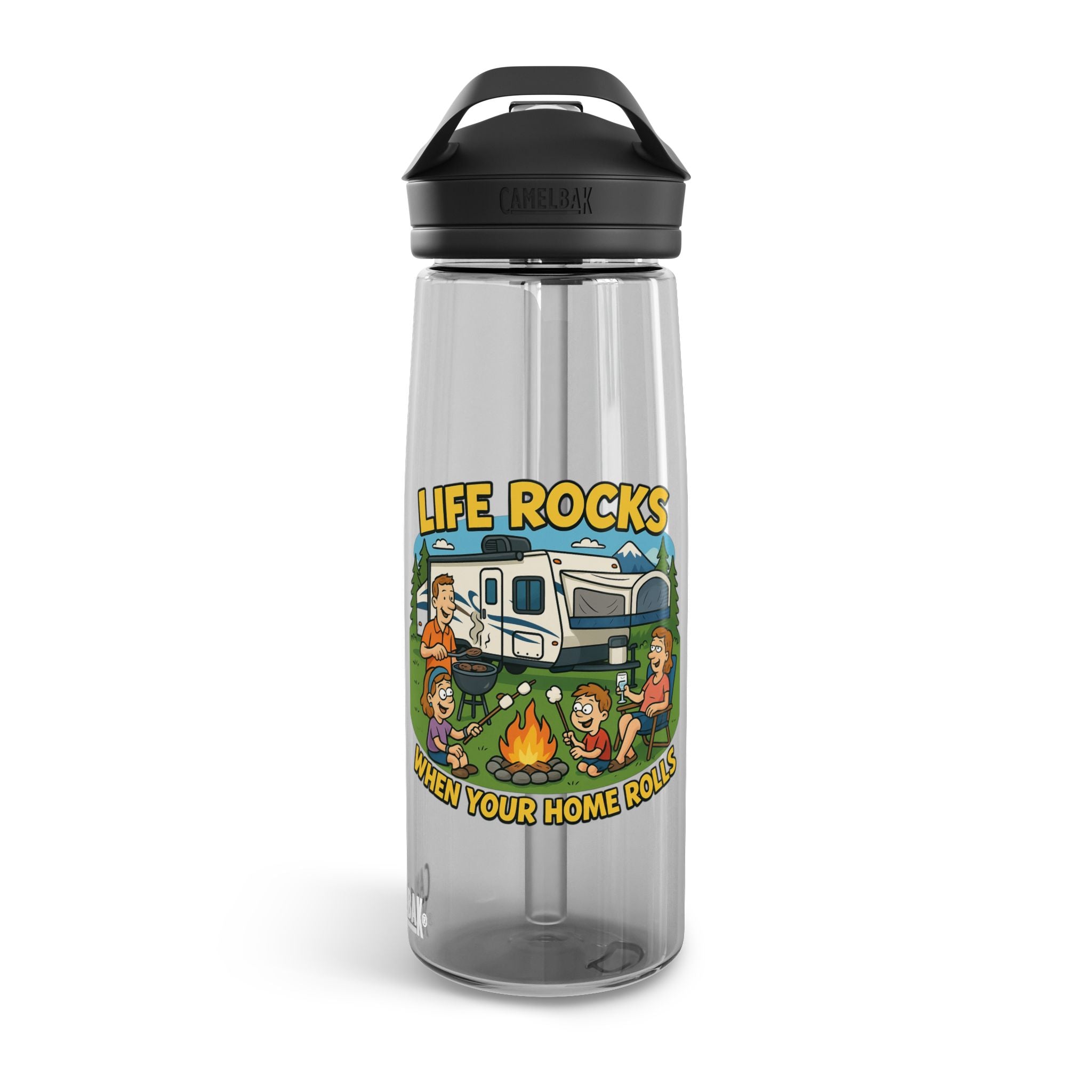 Camping Water Bottle with Life Rocks Design, Adventure Hydration, RV Lover Gift, Outdoorsy Water Bottle, Eco-Friendly Travel Gear