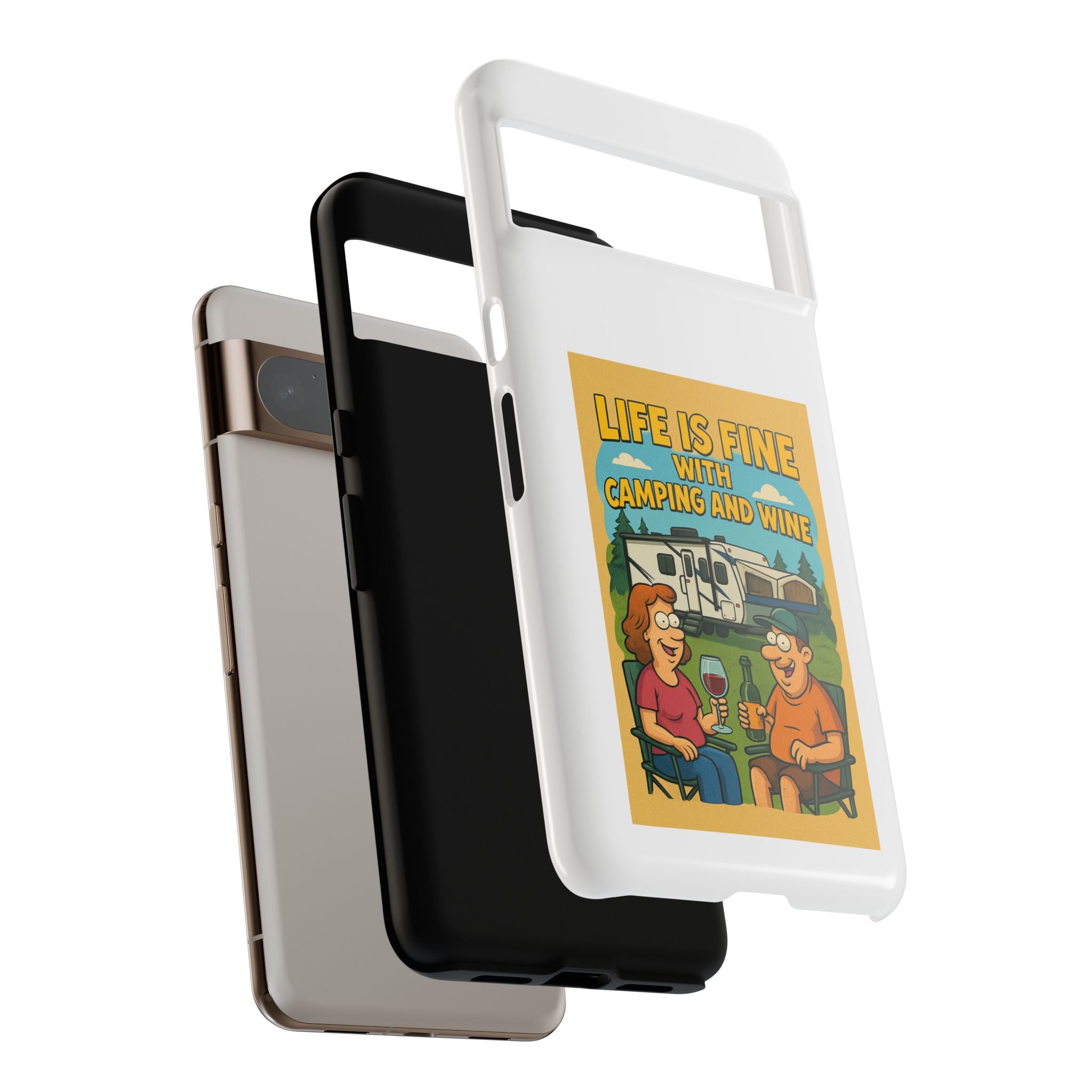 Camping & Wine Phone Case, Outdoor Adventure Accessory, Fun Gift for Campers, Summer Travel Essential, RV Lover Present
