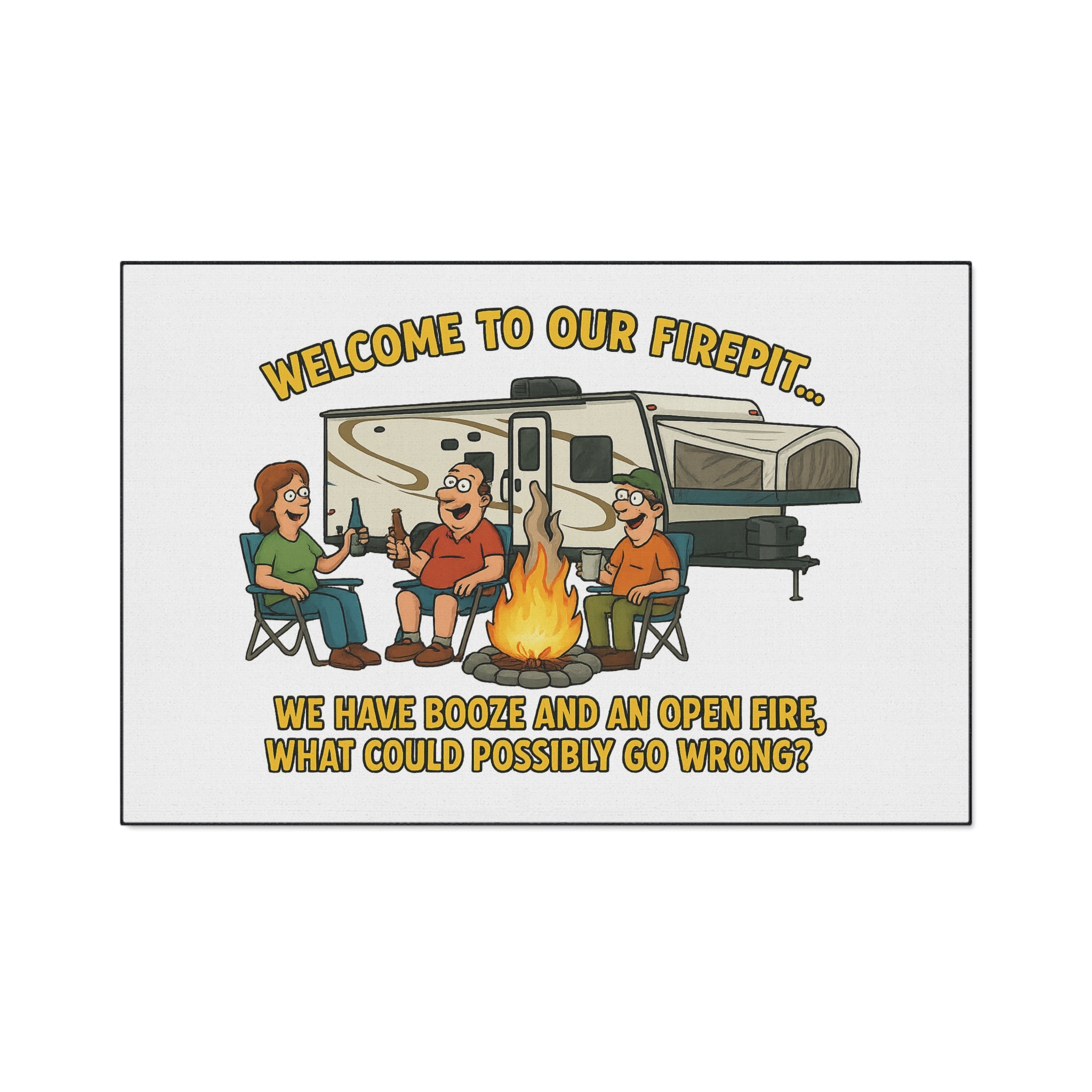 Camping Humor Floor Mat, Welcome to Our Firepit Mat, Outdoor Rug, Camping Decor, Funny Doormat, RV Accessories