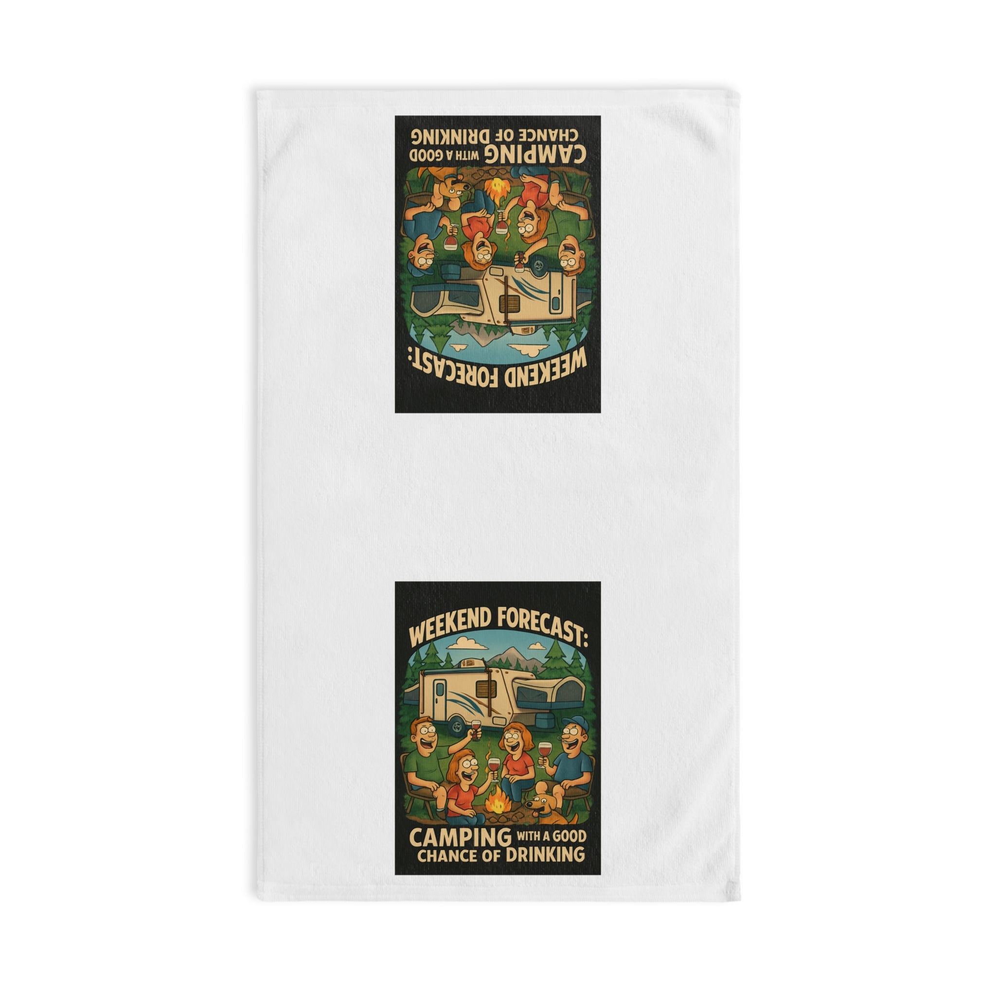 Camping Humor Hand Towel - Weekend Forecast: Camping with a Good Chance of Drinking, Outdoor Kitchen Towels, Campfire Decor, Funny [...]