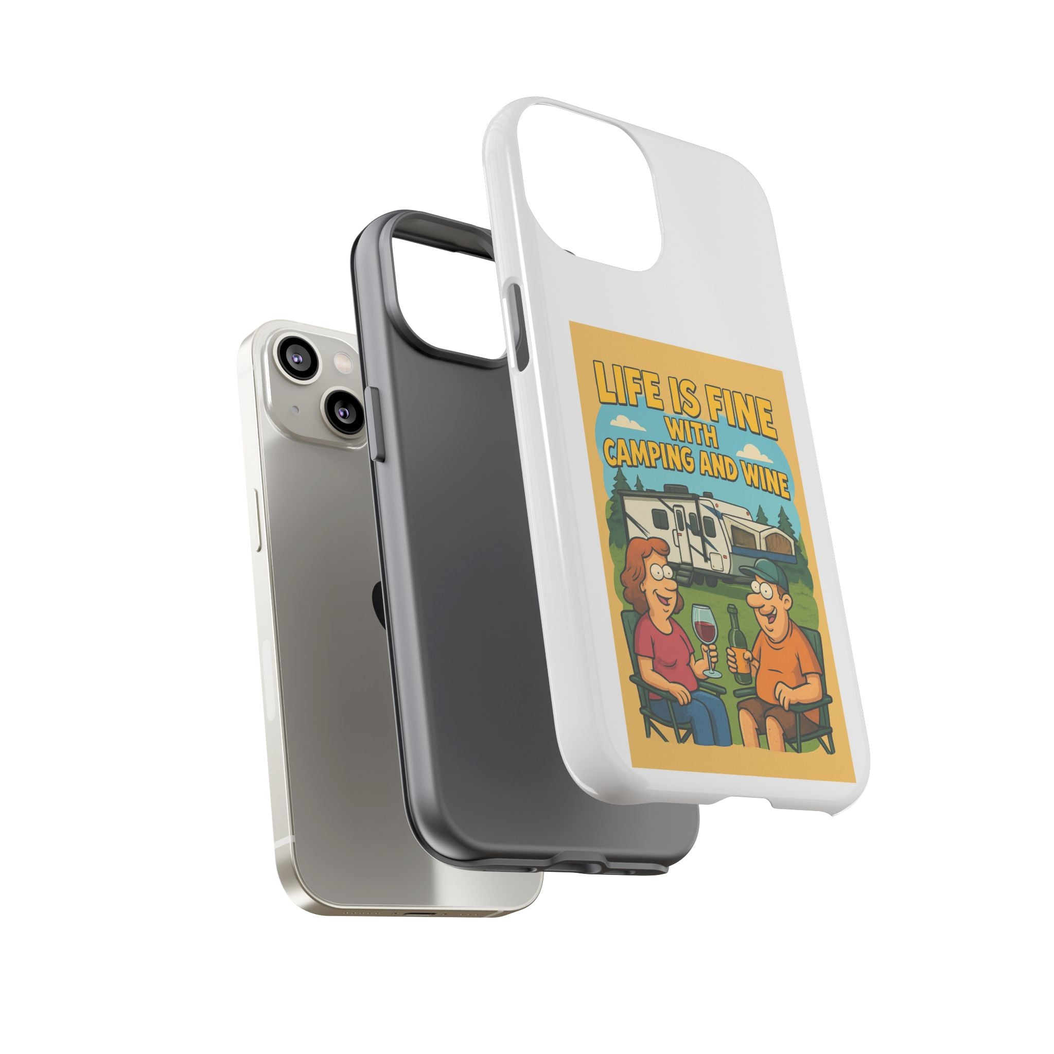 Camping & Wine Phone Case, Outdoor Adventure Accessory, Fun Gift for Campers, Summer Travel Essential, RV Lover Present