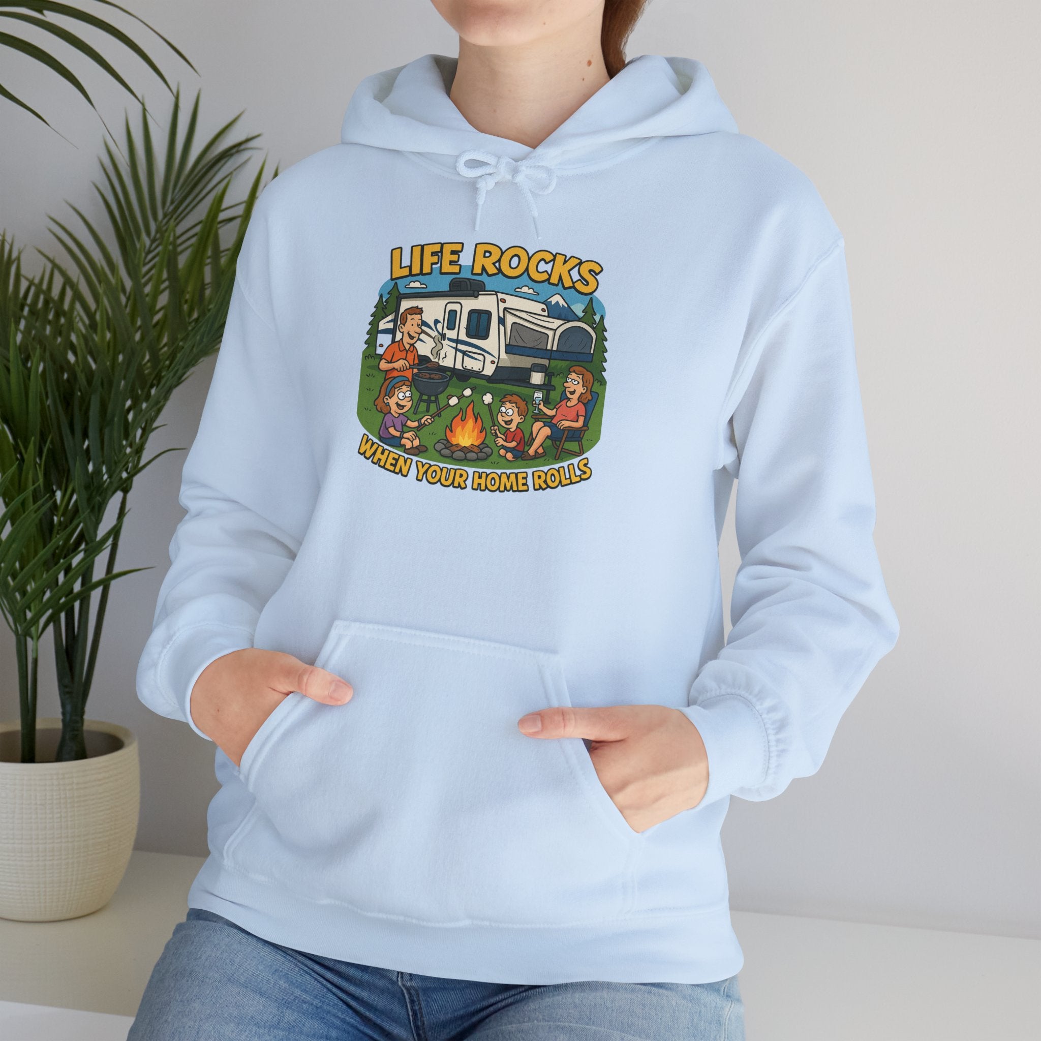 Campfire Adventure Hoodie with Retro Design, Cozy Gift for Outdoor Lovers, Perfect for Camping, Road Trips, and Casual Wear
