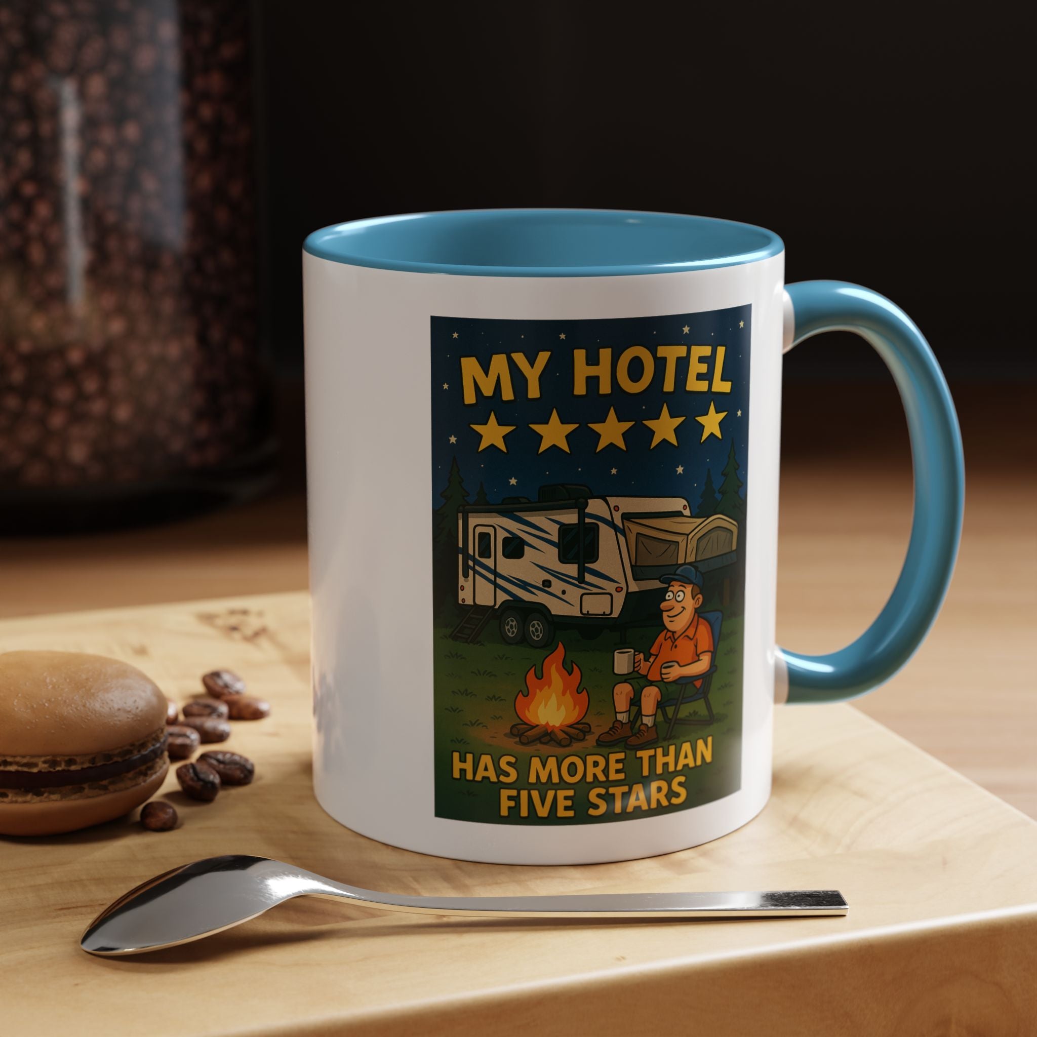 Camping-Themed Accent Coffee Mug | Perfect for RV Lovers, Campers, Travelers, Cozy Nights, Outdoor Adventures, Unique Gift Ideas