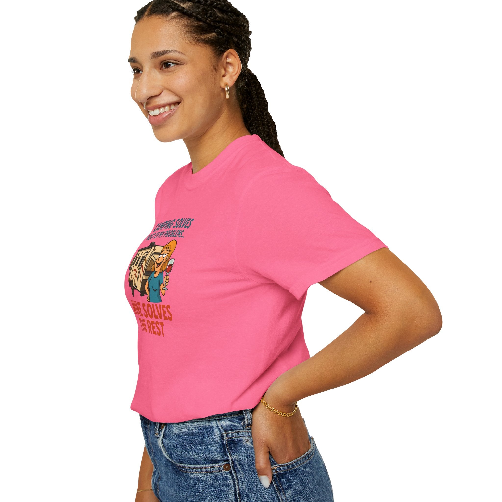 Camping & Wine Unisex T-Shirt, Relaxed Fit Tee, Perfect Gift for Campers, Wine Lovers, Outdoor Enthusiasts, Summer Celebrations